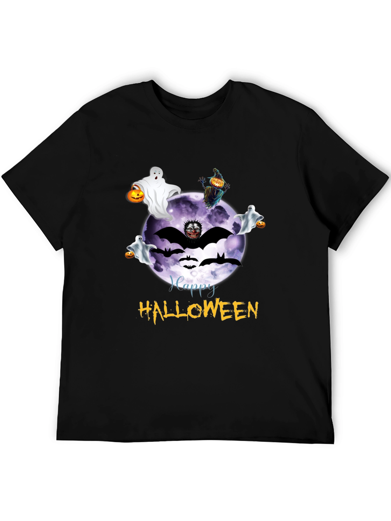 Halloween Graphic Tee - Ghost Bat Moon