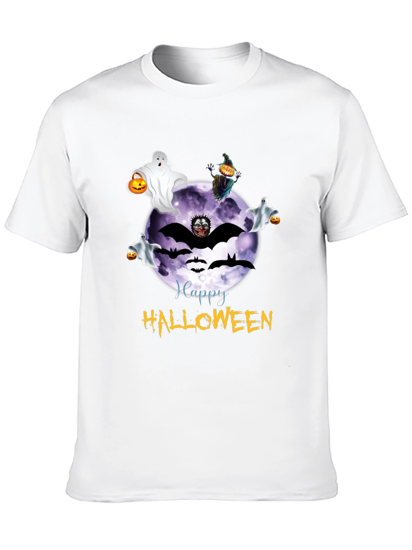Halloween Graphic Tee - Ghost Bat Moon