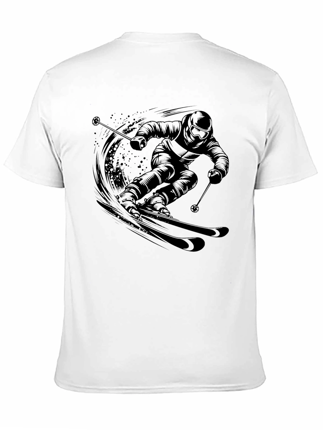 Skiing Graphic Tee - Black Cotton T-Shirt