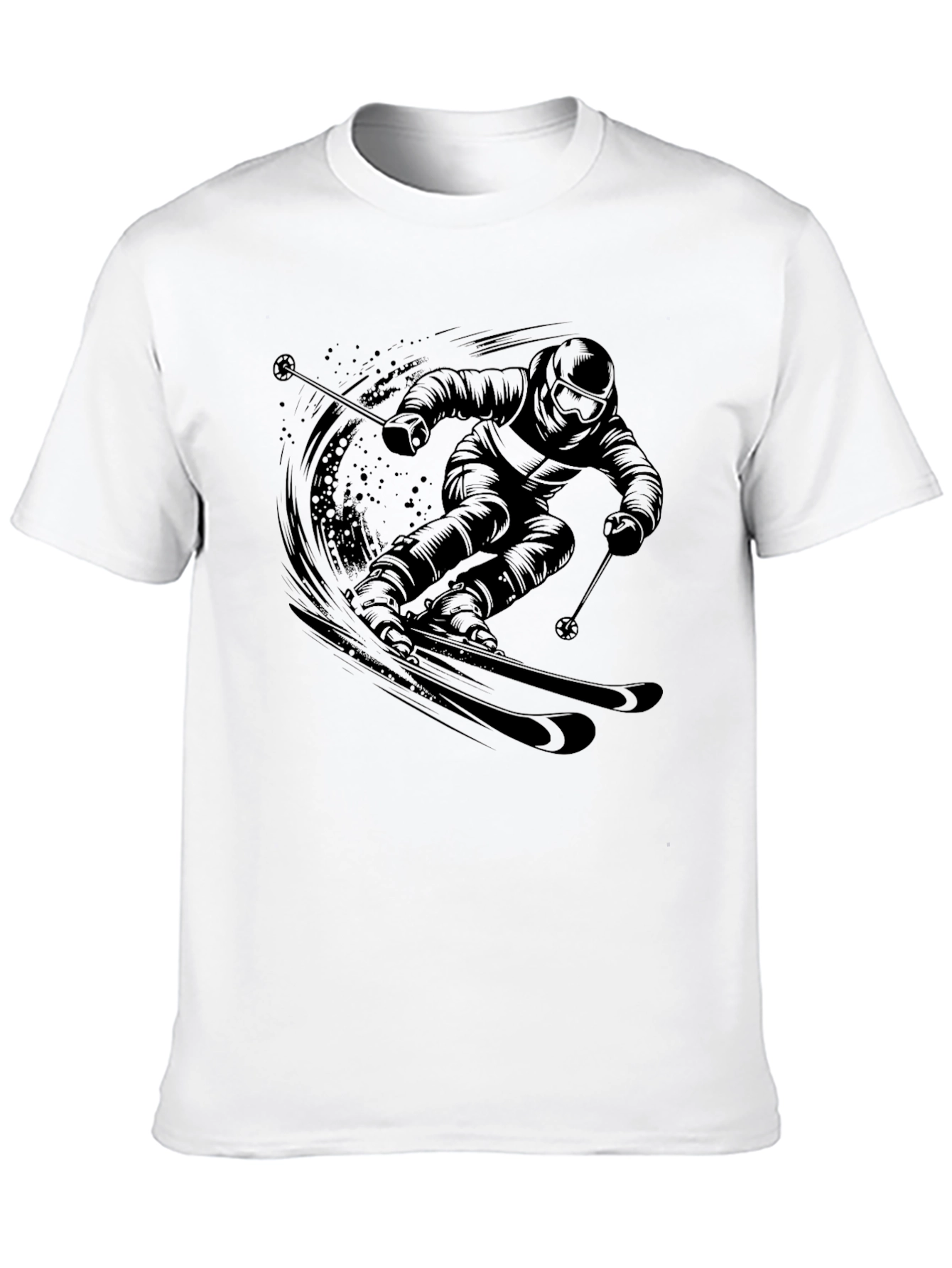 Skiing Graphic Tee - Black Cotton T-Shirt