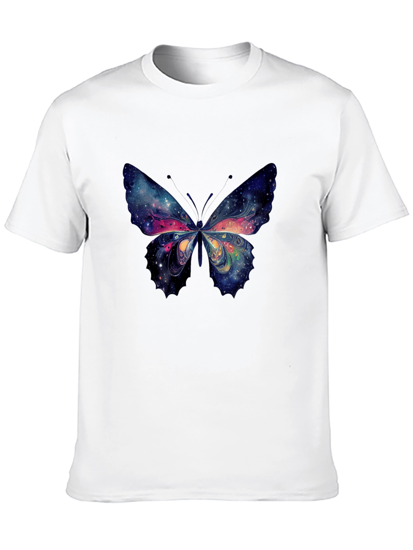 Galaxy Butterfly Graphic Tee - Black Cotton T-Shirt