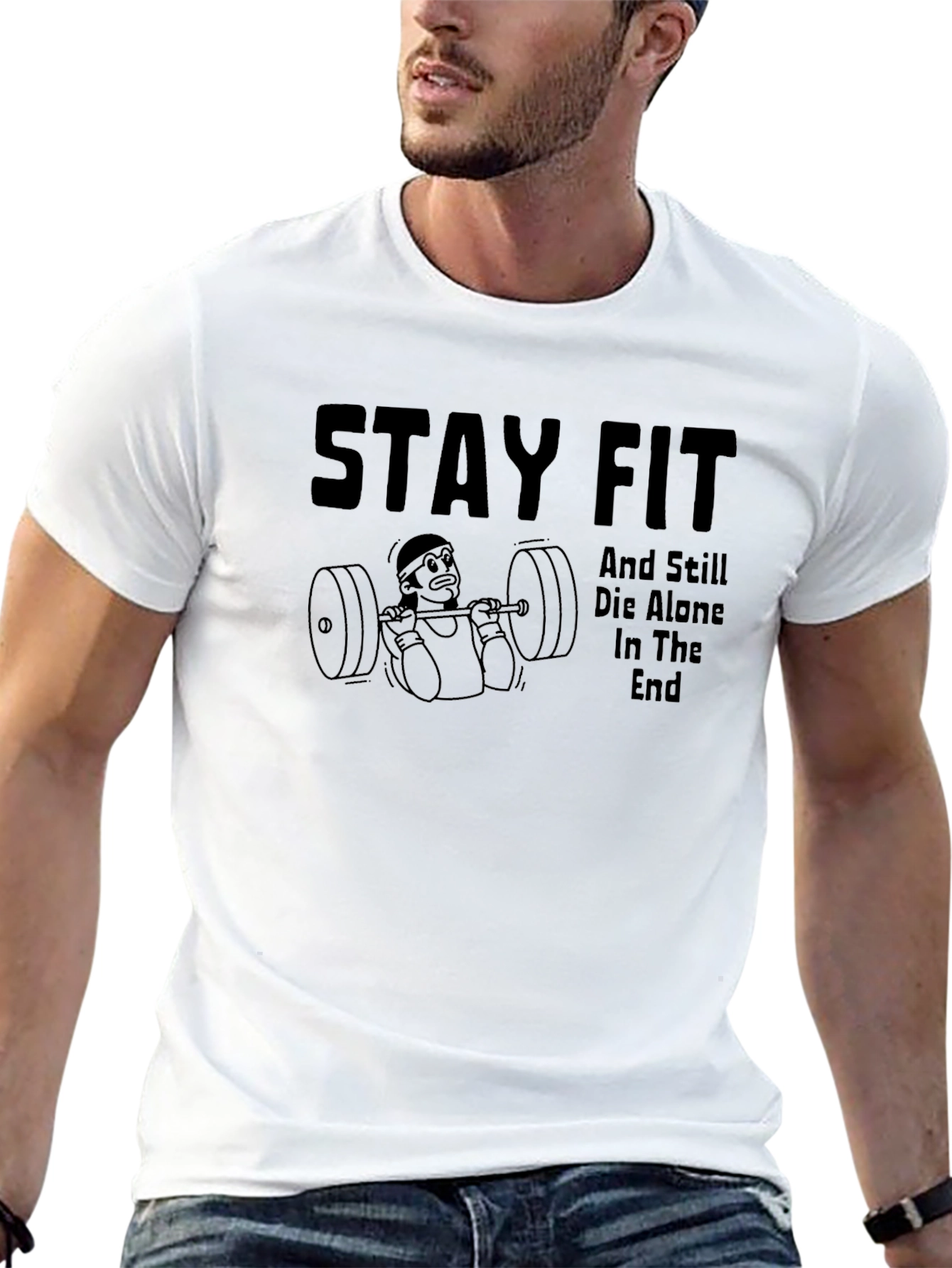 Stay Fit Black T-Shirt - Workout Humor