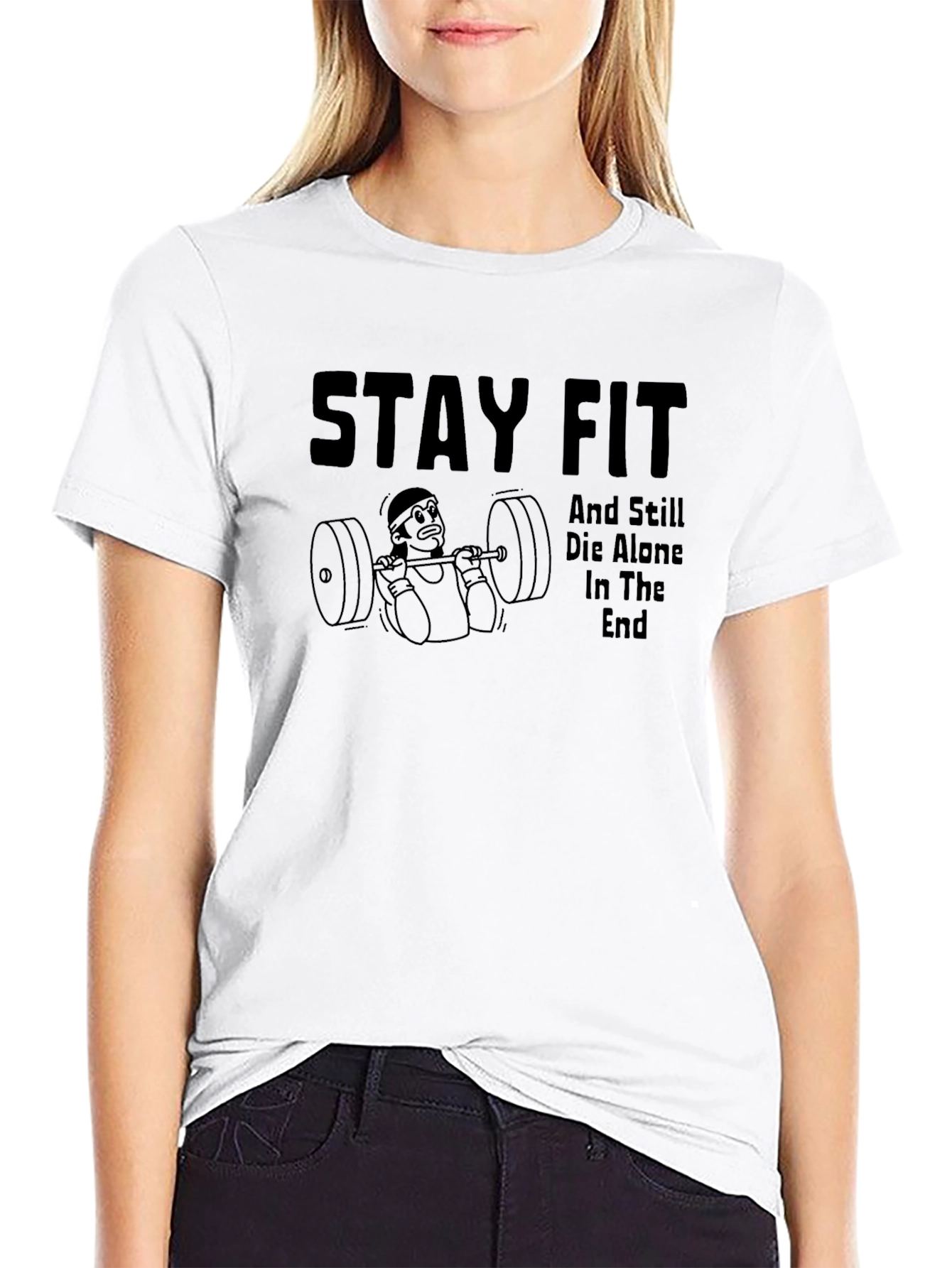 Stay Fit Black T-Shirt - Workout Humor