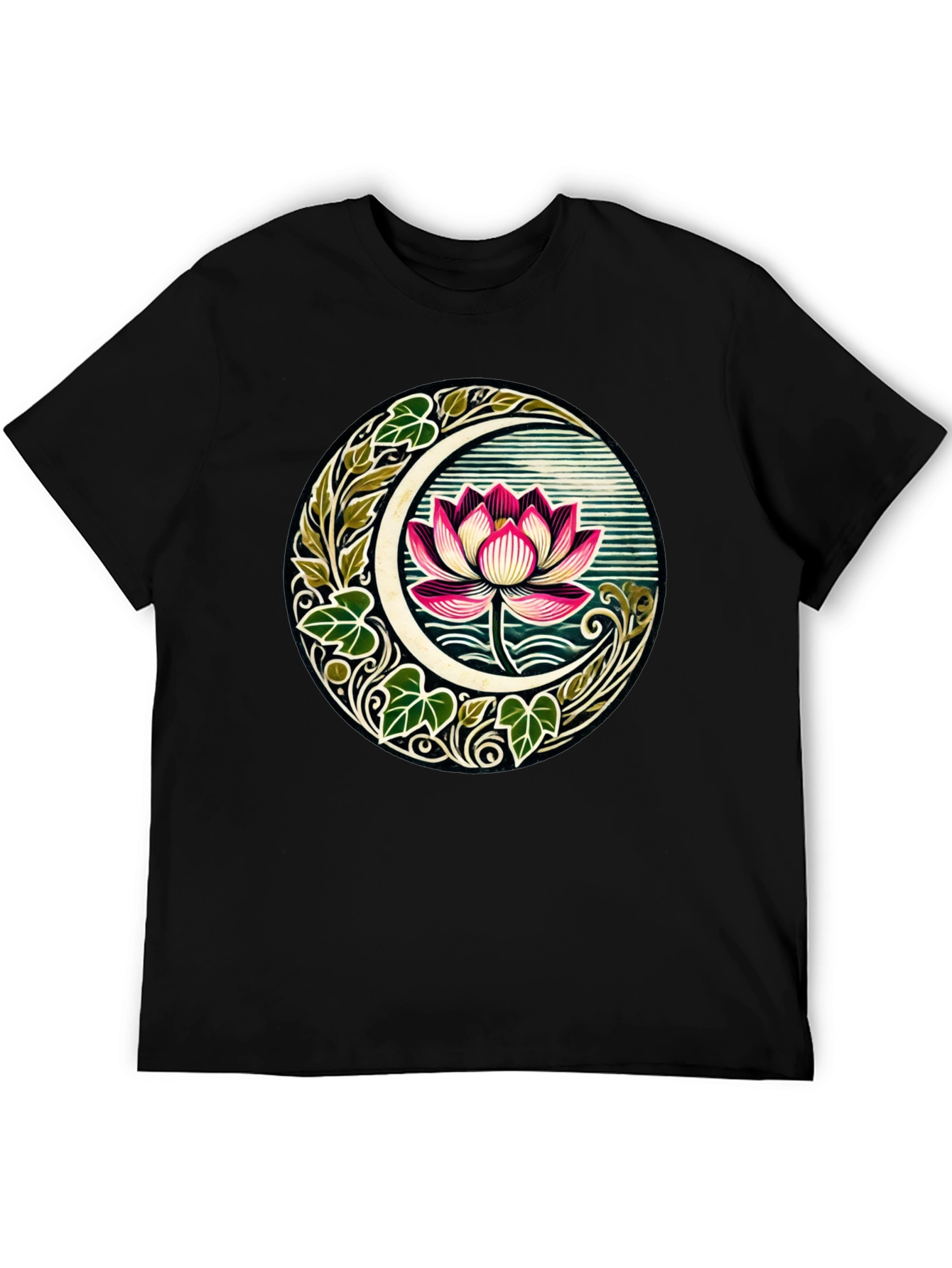 Lotus Moon Graphic T-Shirt - Botanical Style Tee