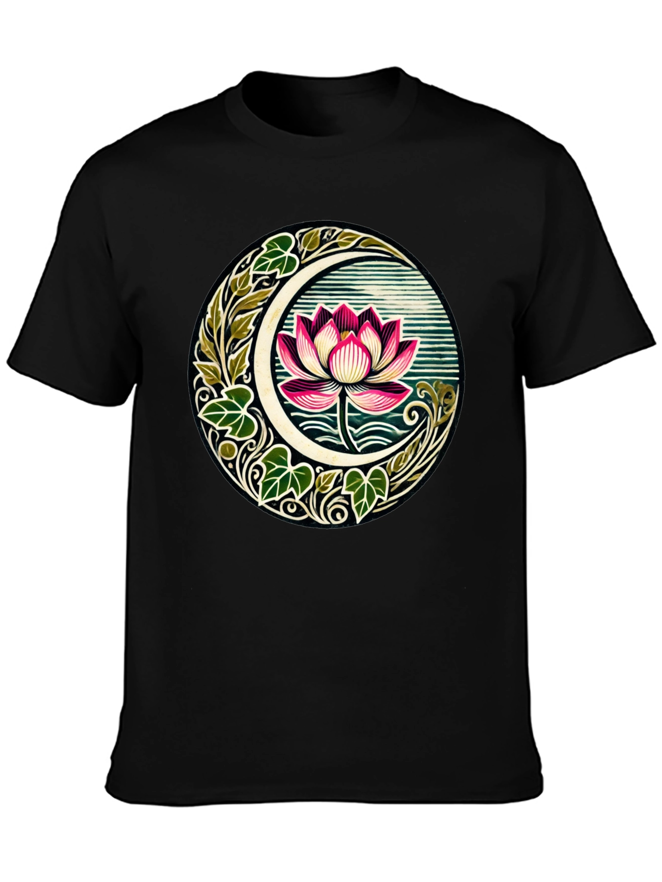 Lotus Moon Graphic T-Shirt - Botanical Style Tee