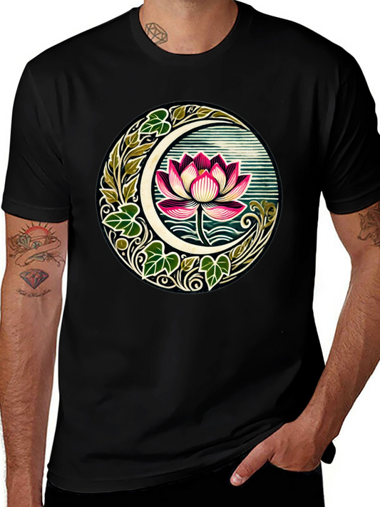 Lotus Moon Graphic T-Shirt - Botanical Style Tee