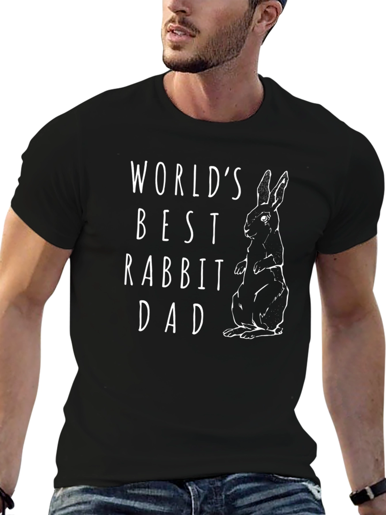 Worlds Best Rabbit Dad Black T-Shirt