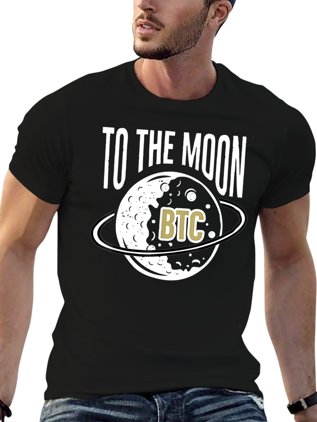 To The Moon Bitcoin BTC Crypto Black T-Shirt