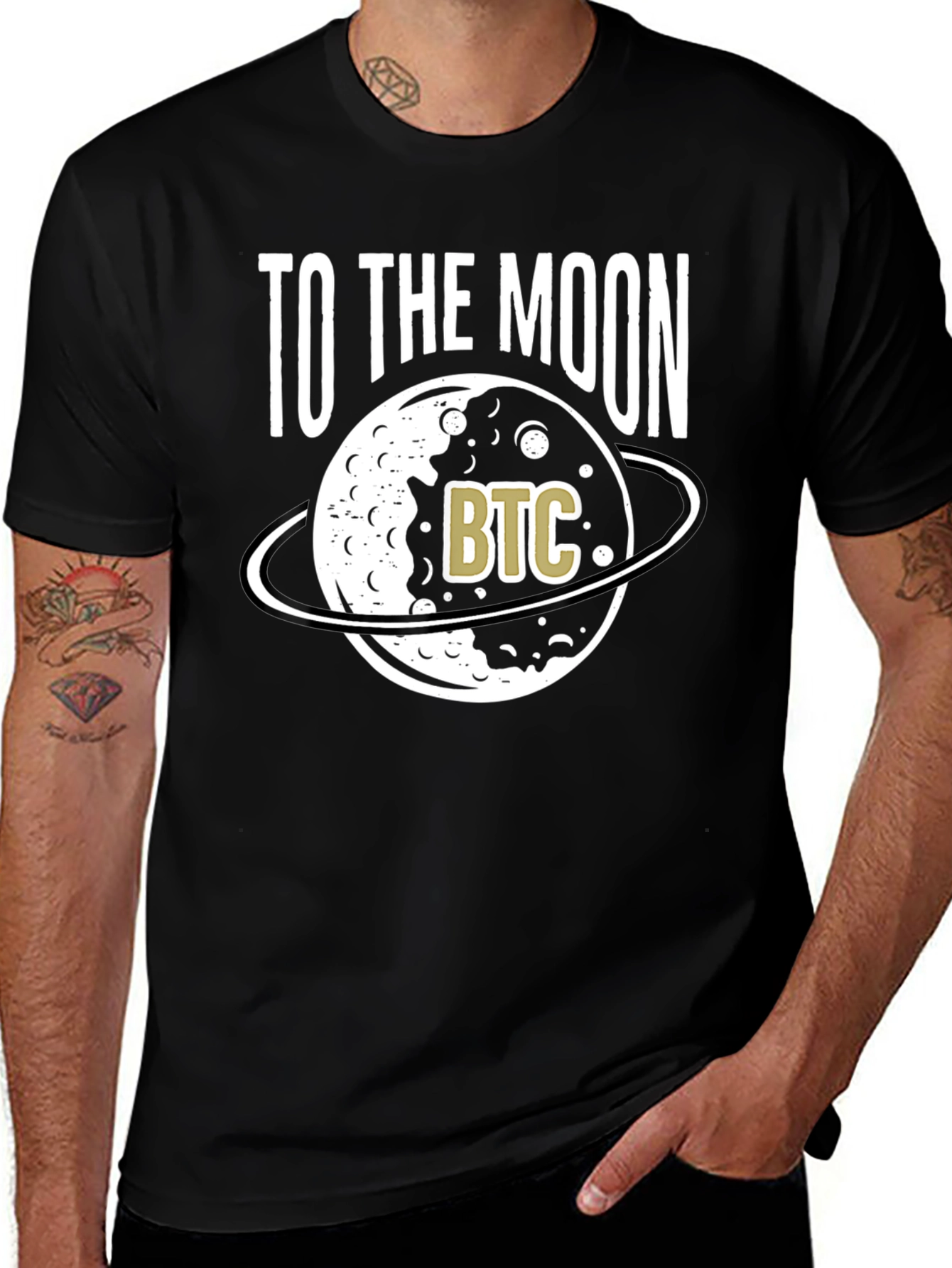 To The Moon Bitcoin BTC Crypto Black T-Shirt
