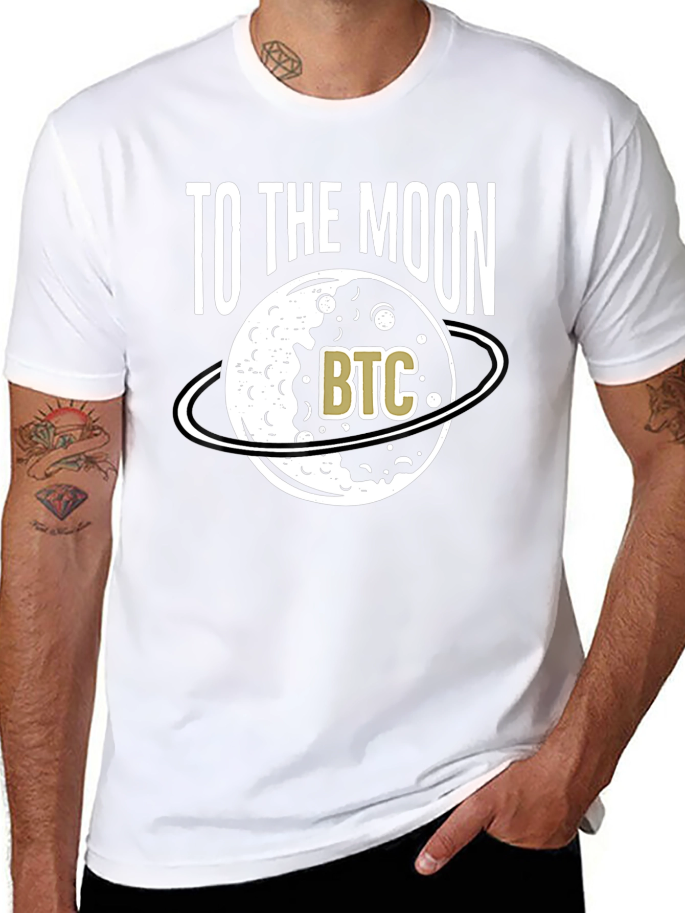 To The Moon Bitcoin BTC Crypto Black T-Shirt