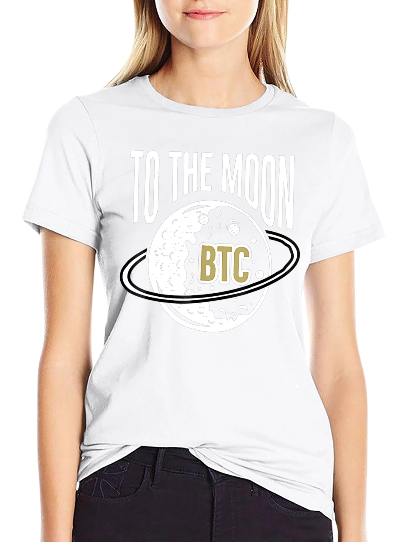 To The Moon Bitcoin BTC Crypto Black T-Shirt