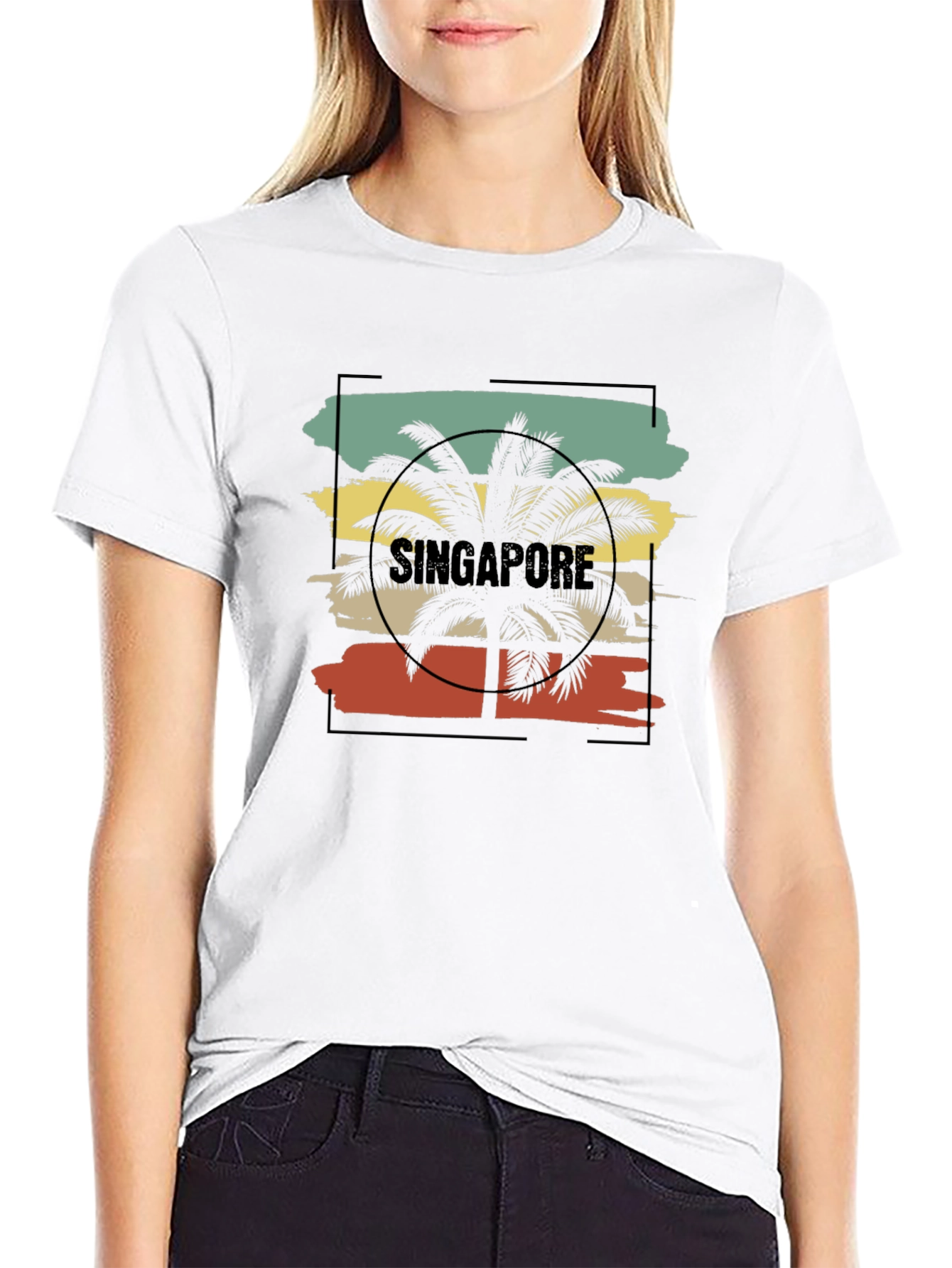 Singapore Palm Tree Retro Graphic Tee