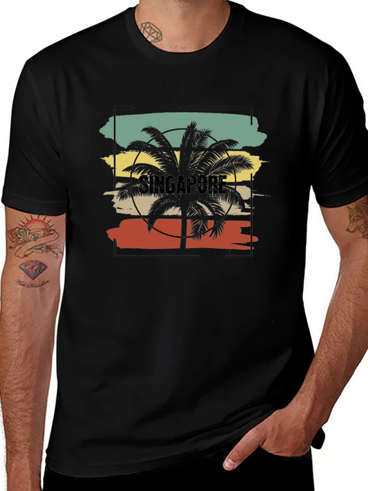 Singapore Palm Tree Retro Graphic Tee
