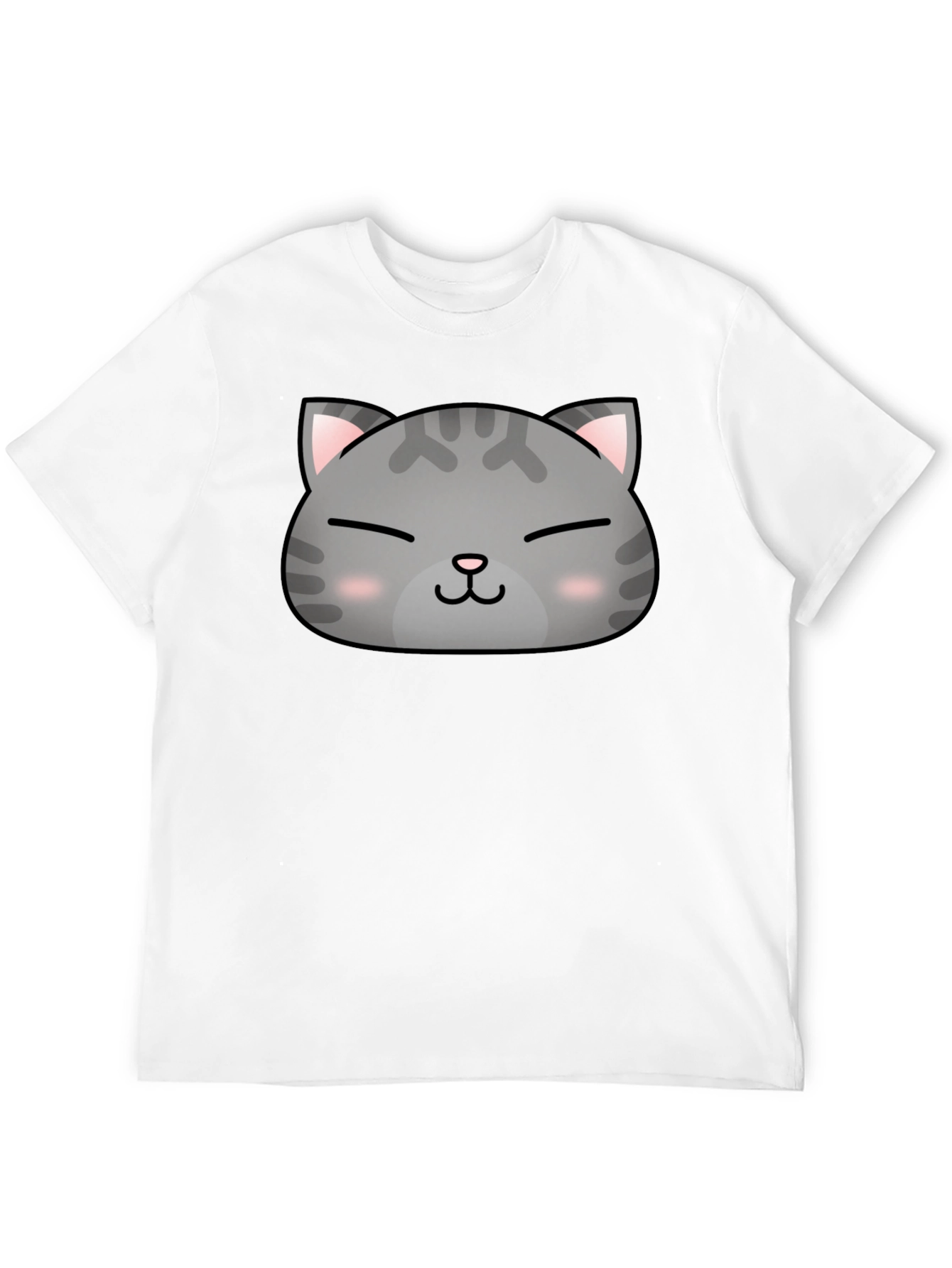 Cute Cat Face Graphic Print Black T-Shirt