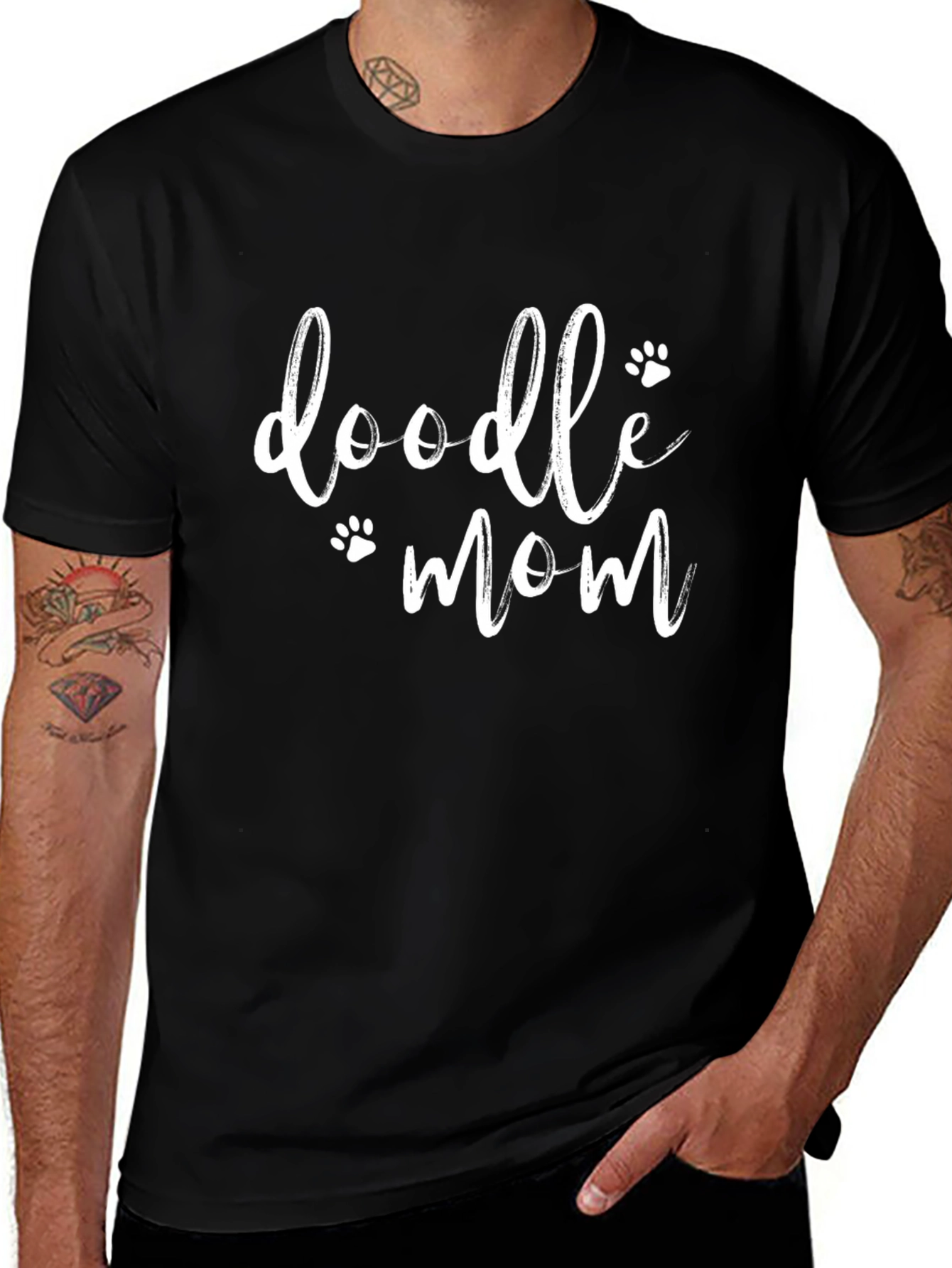 Doodle Mom Black Graphic T-Shirt