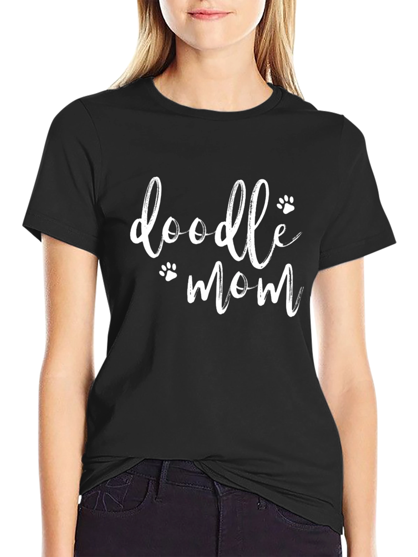Doodle Mom Black Graphic T-Shirt