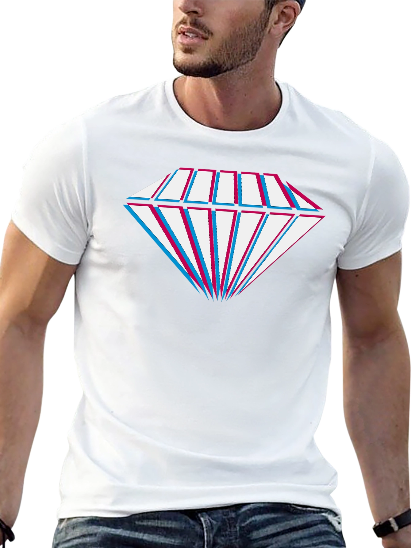 Diamond Glitch Tee - Stylish Graphic Print