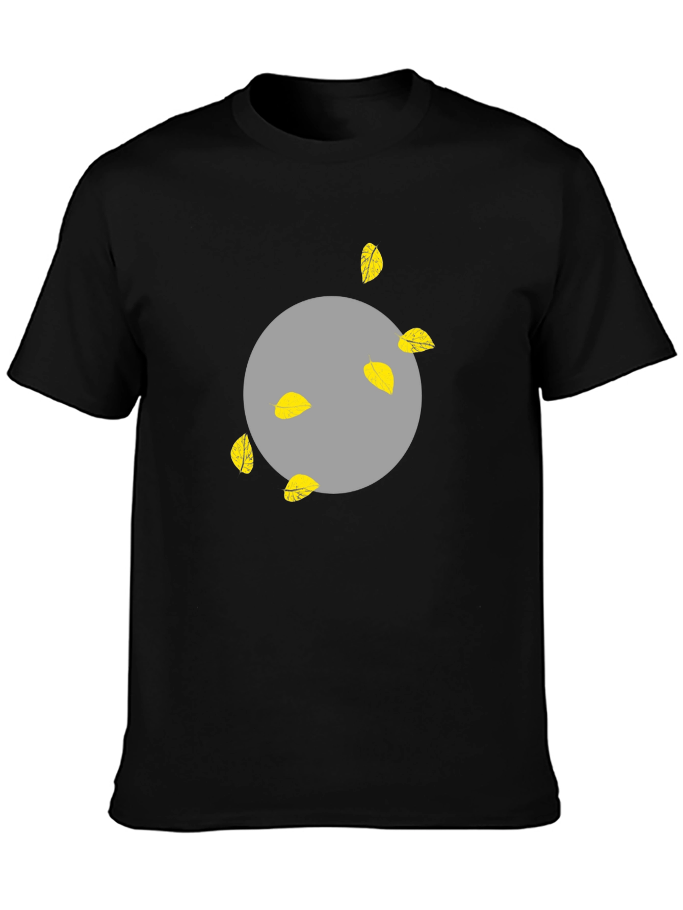 Abstract Leaf Print Black T-Shirt