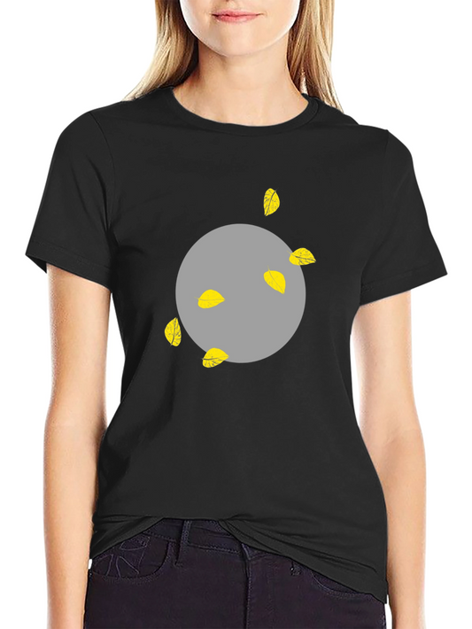 Abstract Leaf Print Black T-Shirt