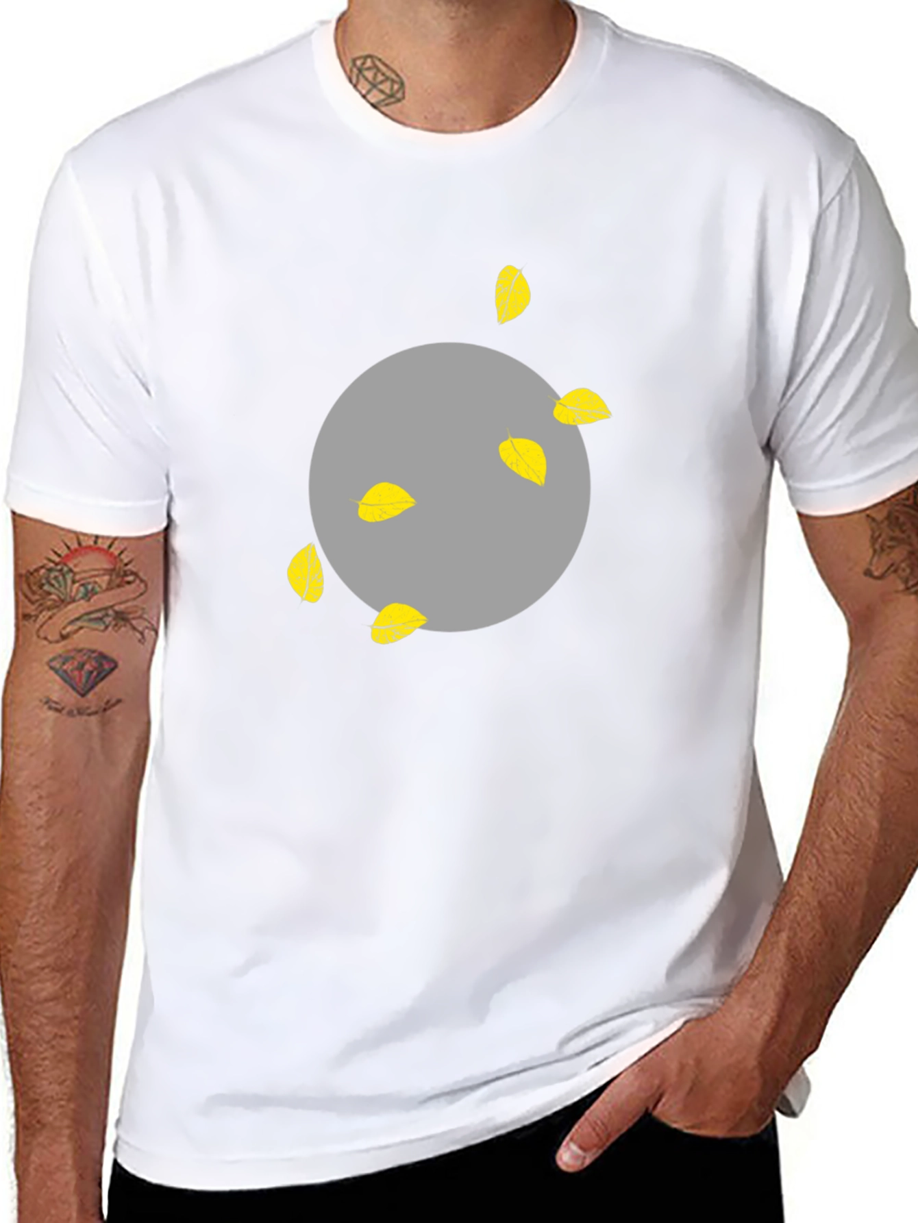 Abstract Leaf Print Black T-Shirt