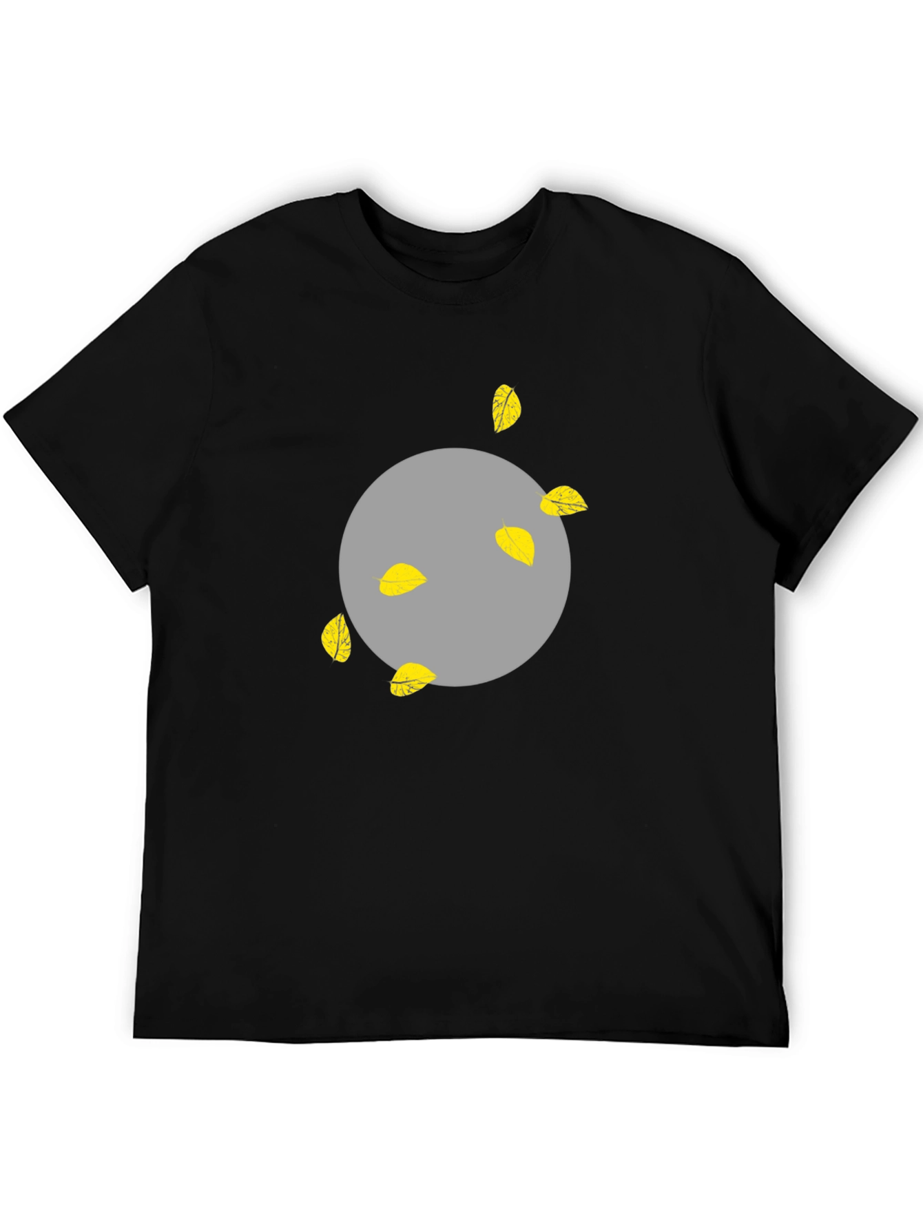 Abstract Leaf Print Black T-Shirt