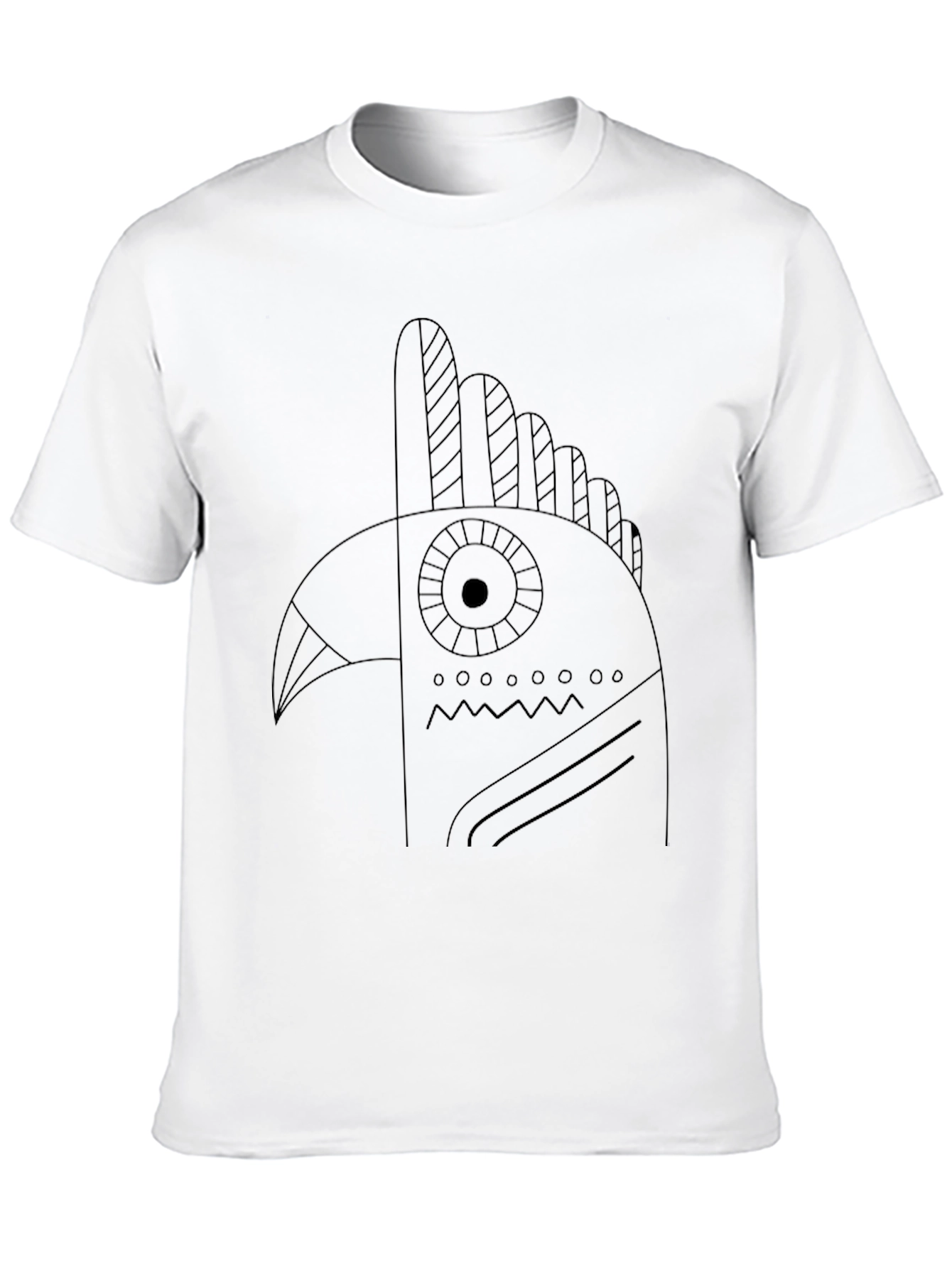 Abstract Bird Graphic Black T-Shirt