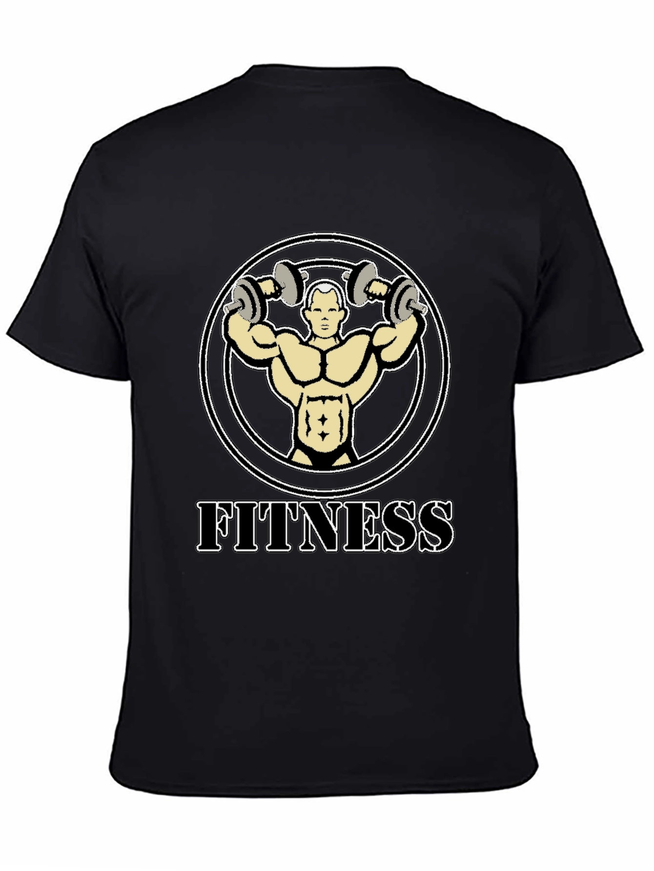 Fitness Graphic Tee - Black Cotton T-Shirt