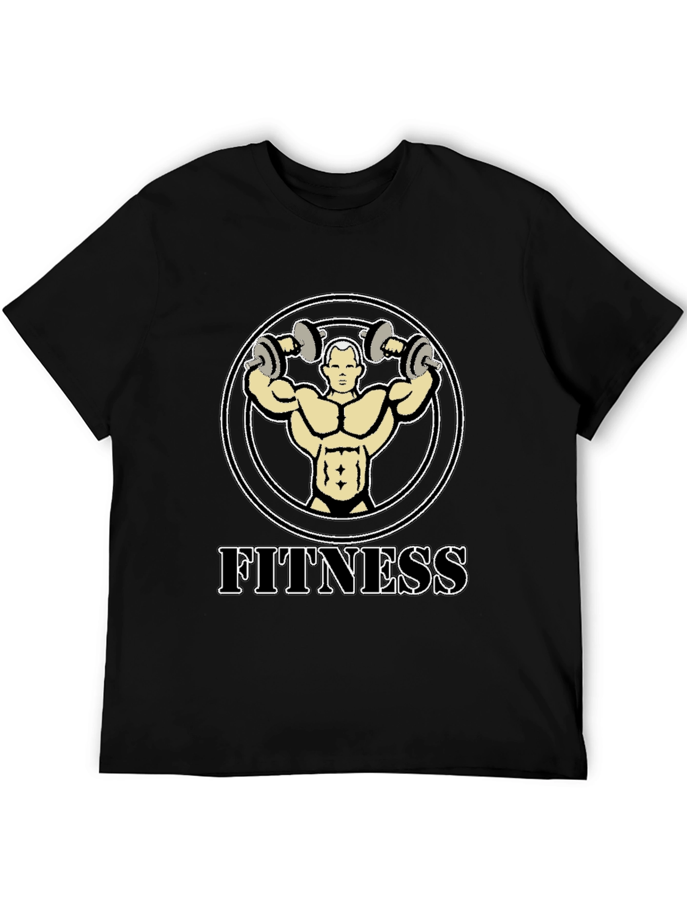 Fitness Graphic Tee - Black Cotton T-Shirt