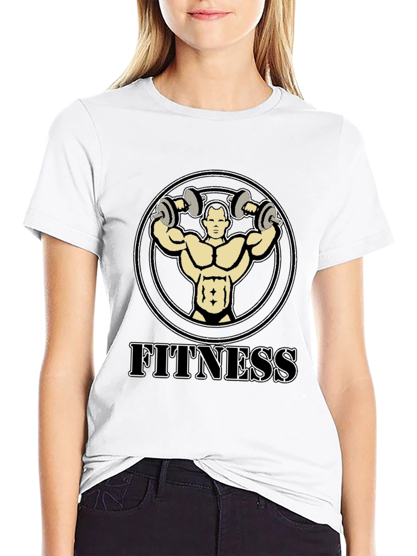 Fitness Graphic Tee - Black Cotton T-Shirt
