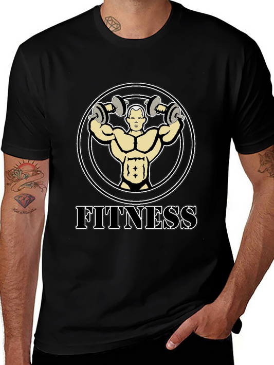 Fitness Graphic Tee - Black Cotton T-Shirt