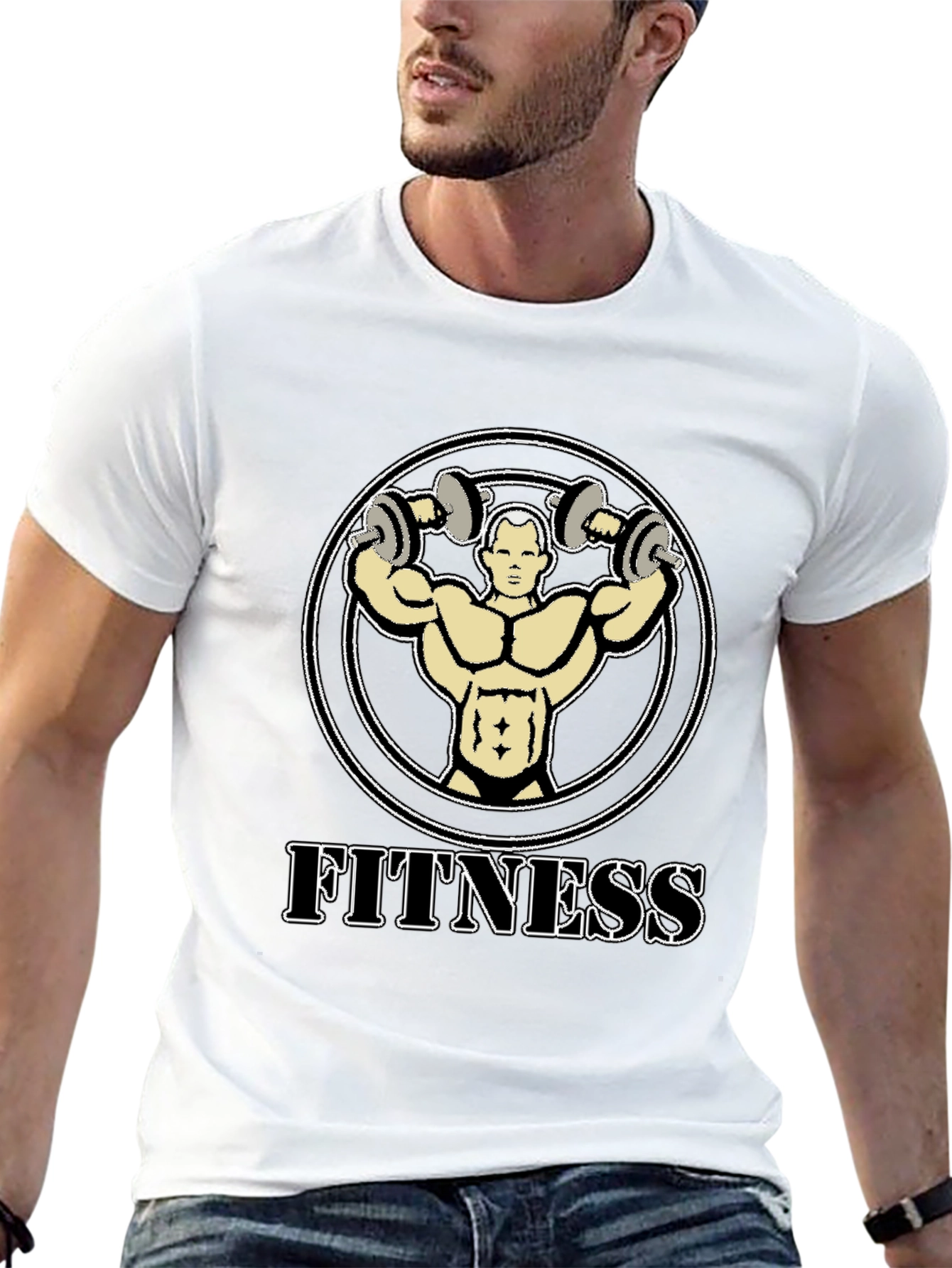 Fitness Graphic Tee - Black Cotton T-Shirt
