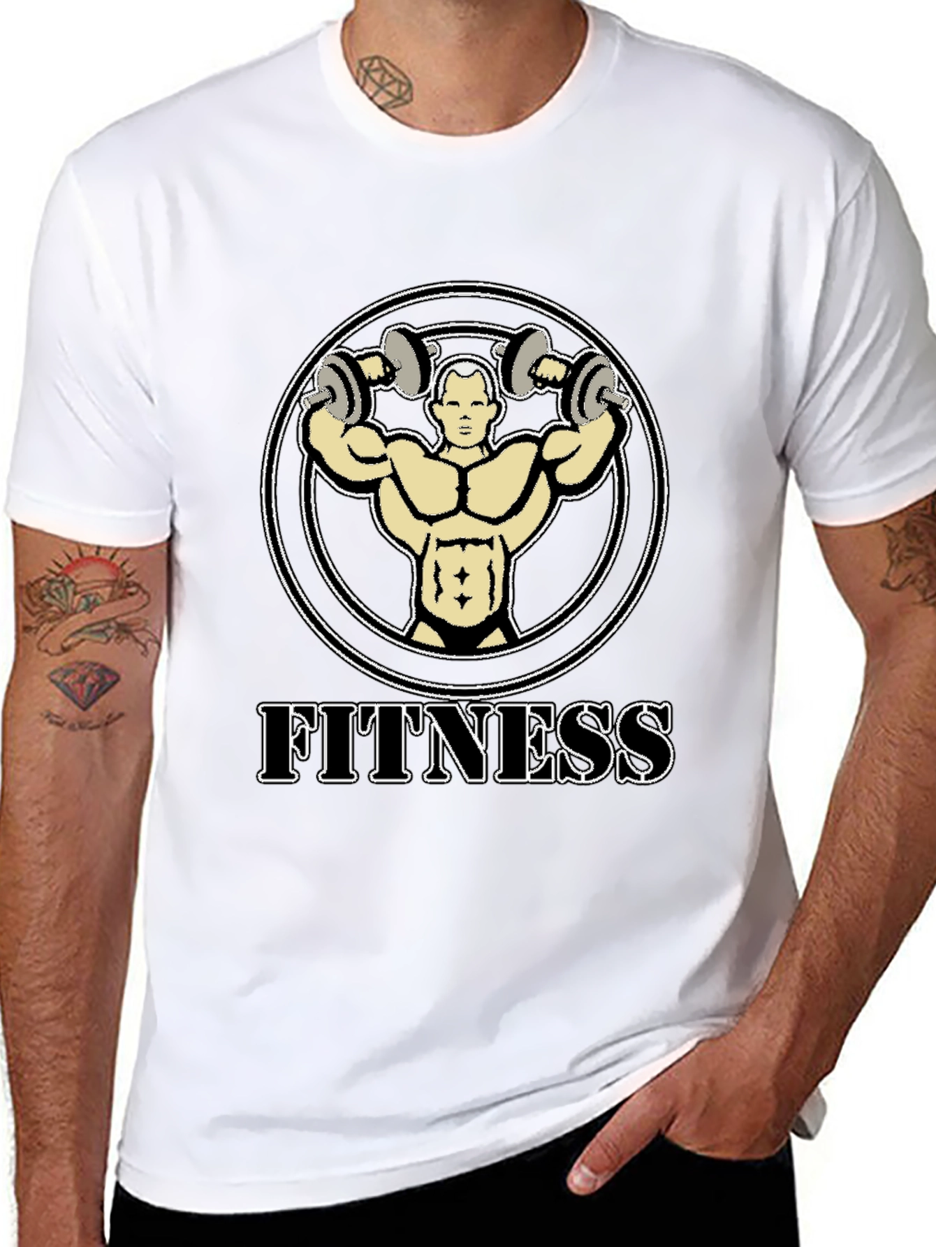 Fitness Graphic Tee - Black Cotton T-Shirt