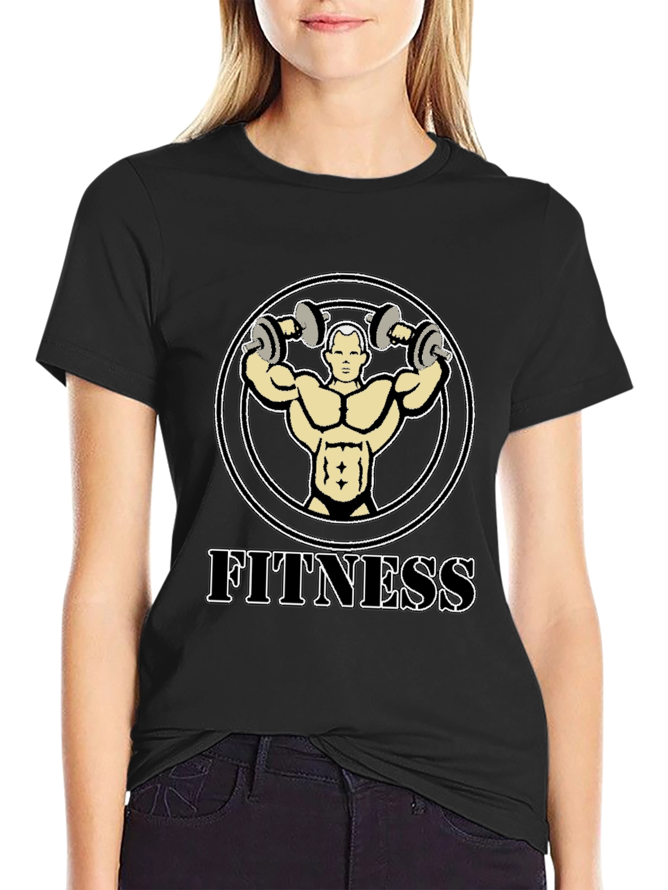 Fitness Graphic Tee - Black Cotton T-Shirt