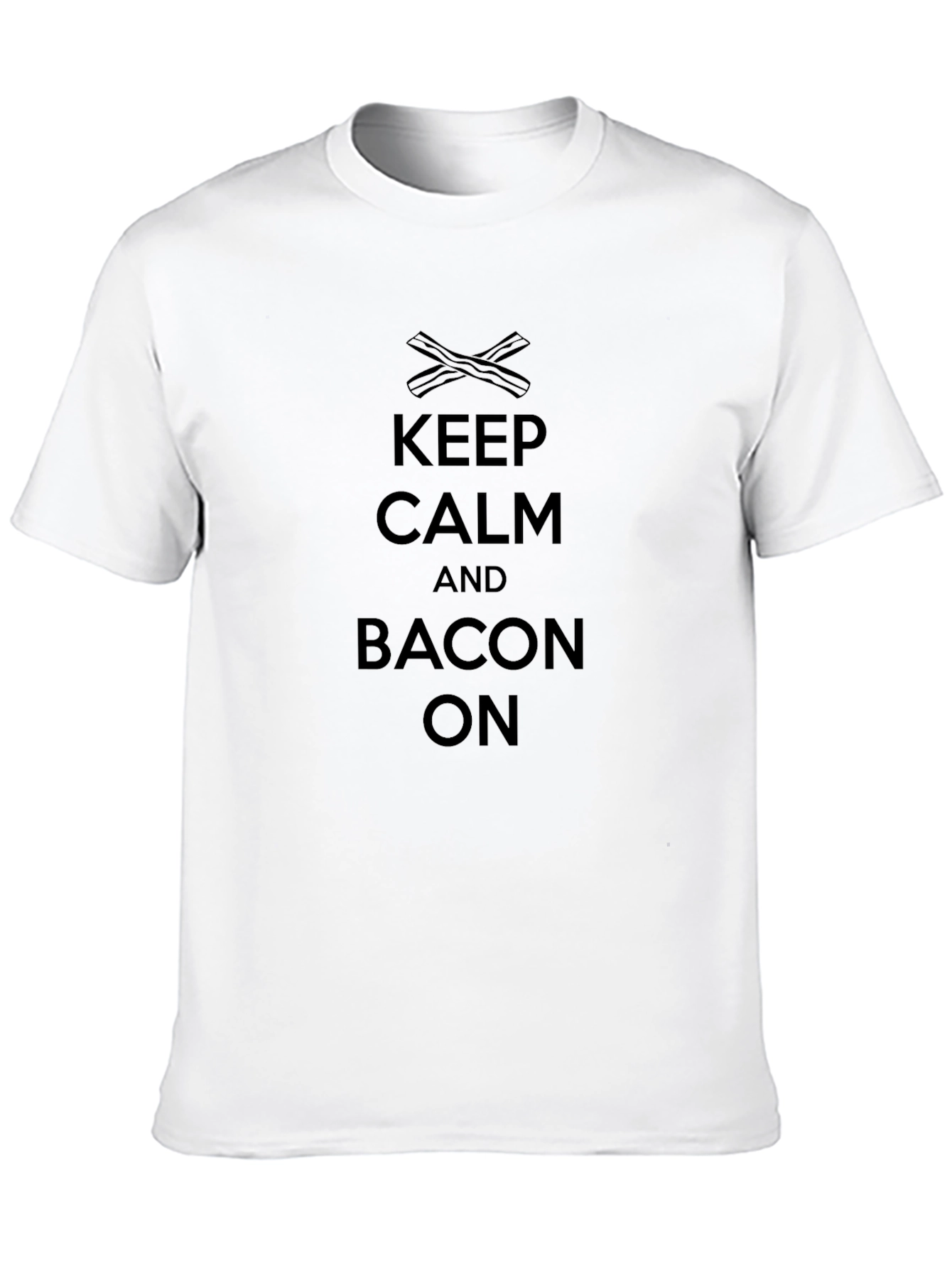 Keep Calm and Bacon On - Black T-Shirt