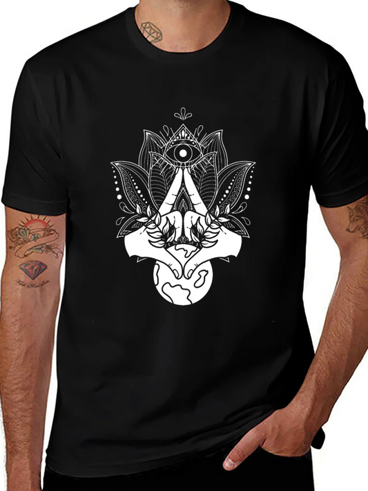 Enlightened Earth Tee - Lotus & All-Seeing Eye Graphic