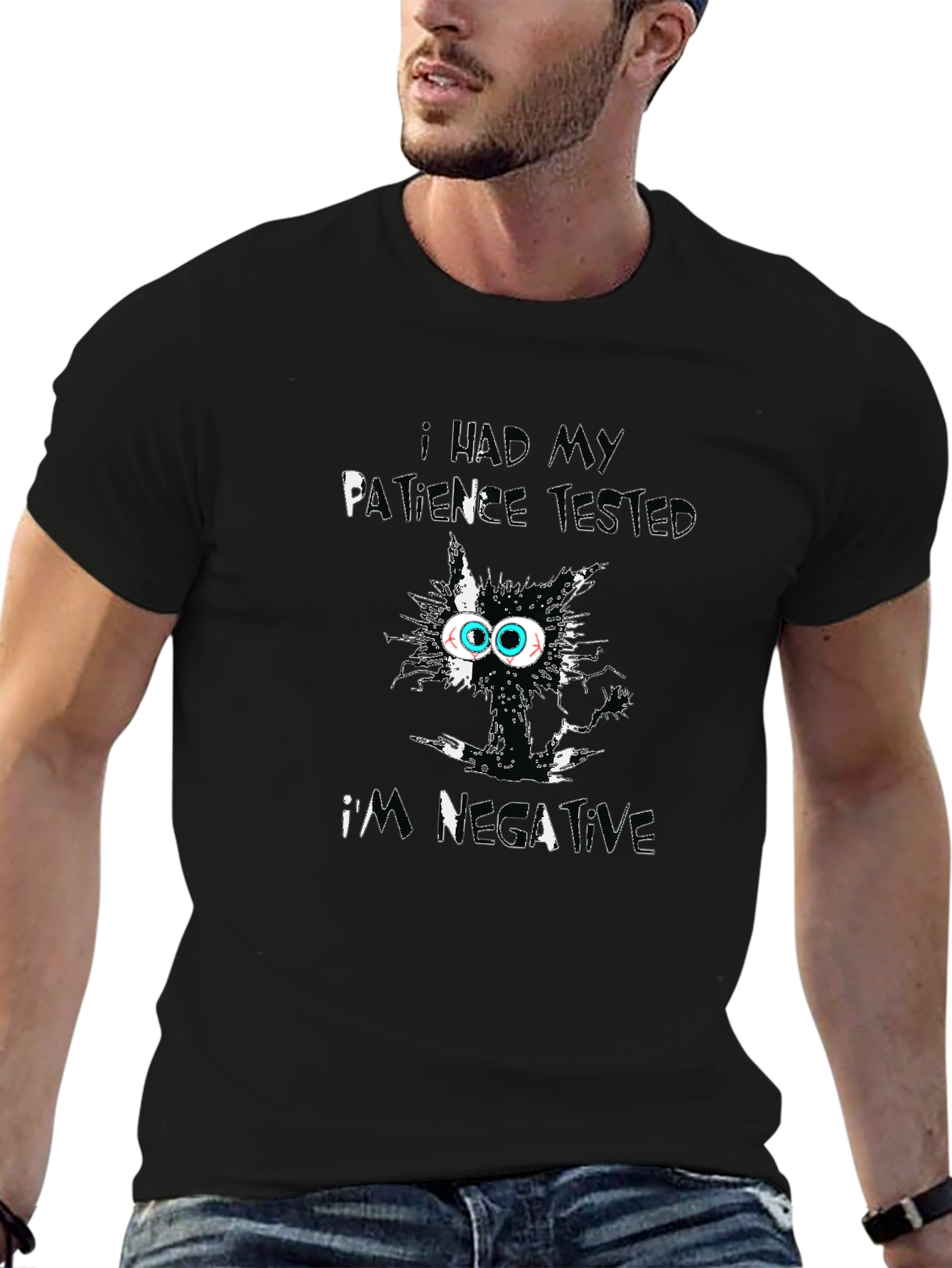 Patience Tested Negative Black Cat T-Shirt