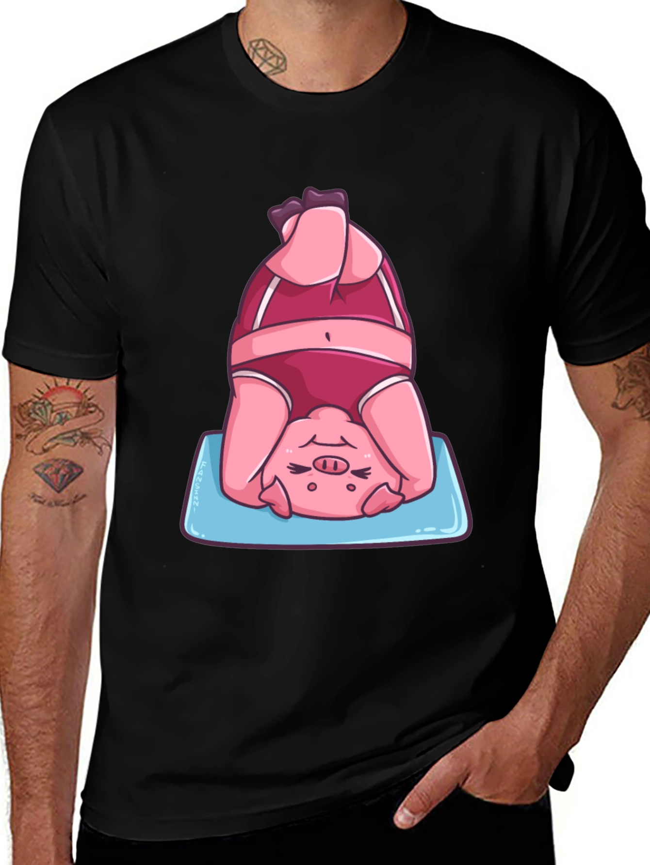 Yoga Pig T-Shirt - Funny Headstand Graphic Tee