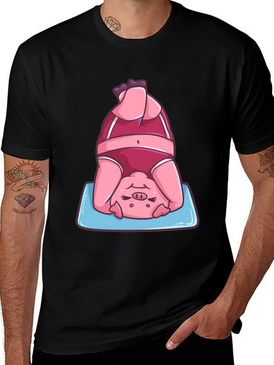 Yoga Pig T-Shirt - Funny Headstand Graphic Tee