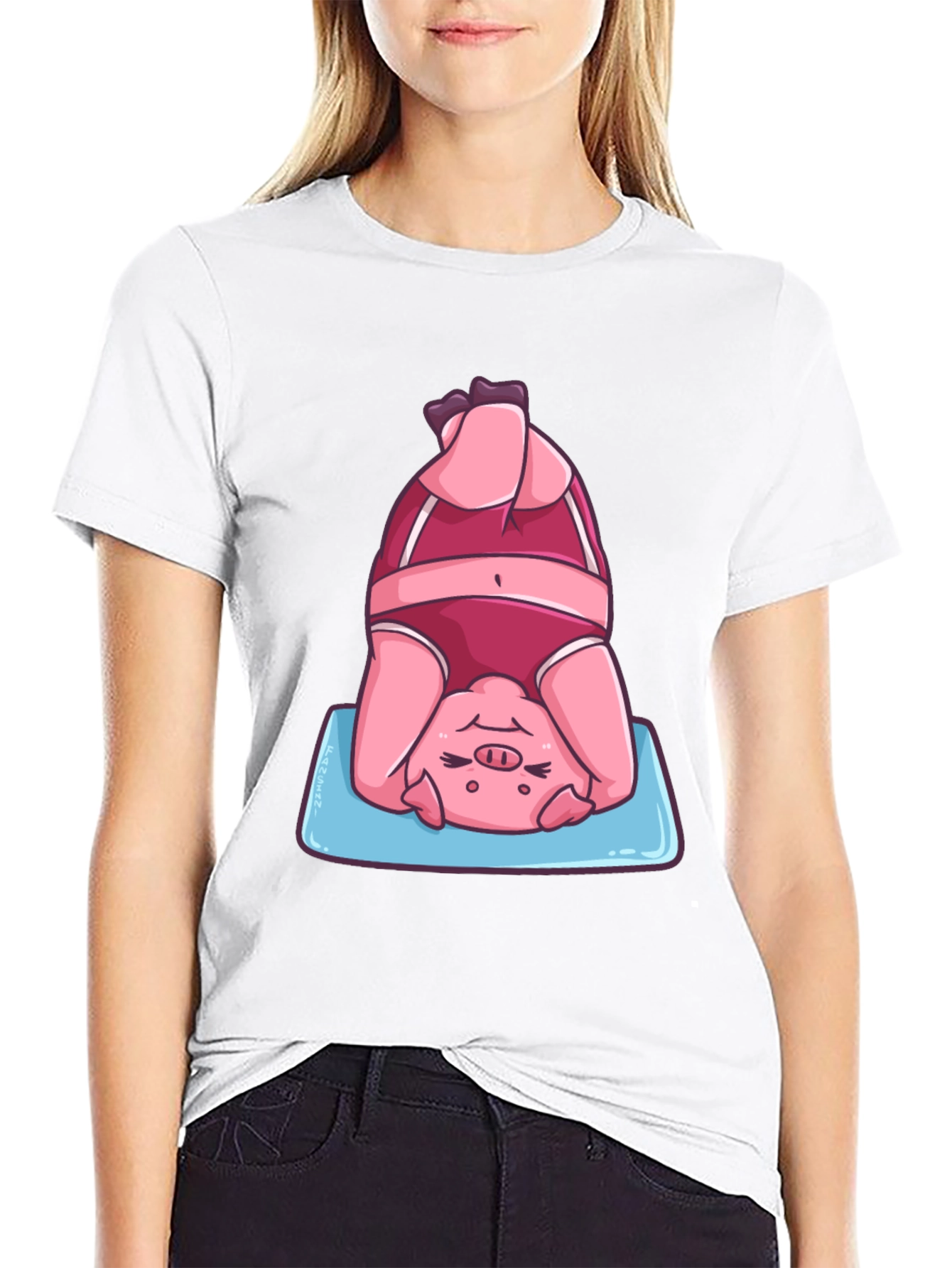 Yoga Pig T-Shirt - Funny Headstand Graphic Tee
