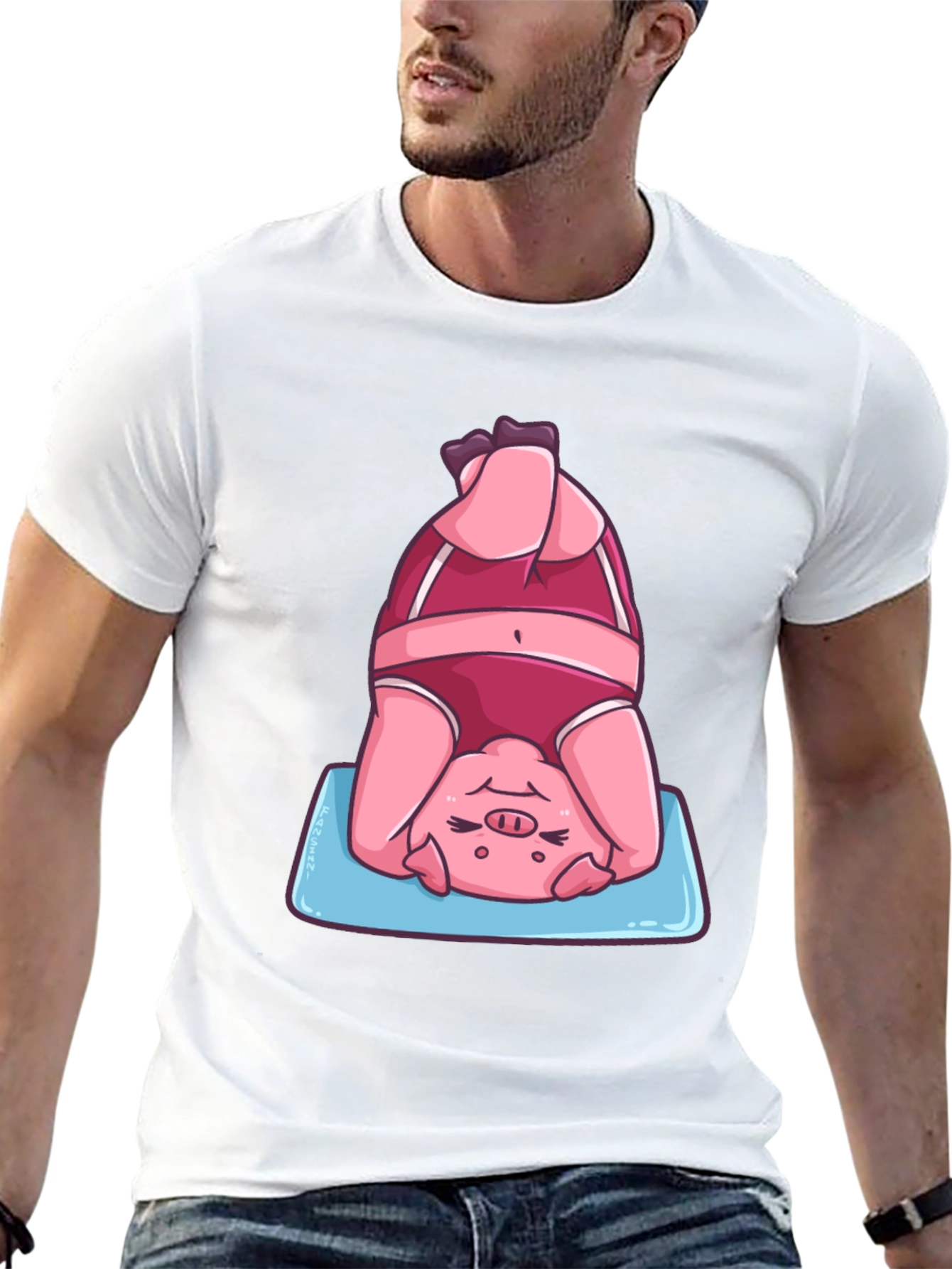 Yoga Pig T-Shirt - Funny Headstand Graphic Tee