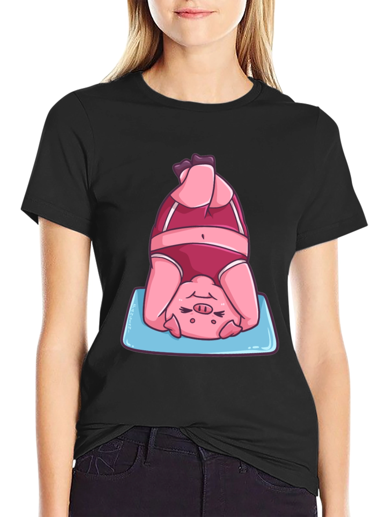 Yoga Pig T-Shirt - Funny Headstand Graphic Tee