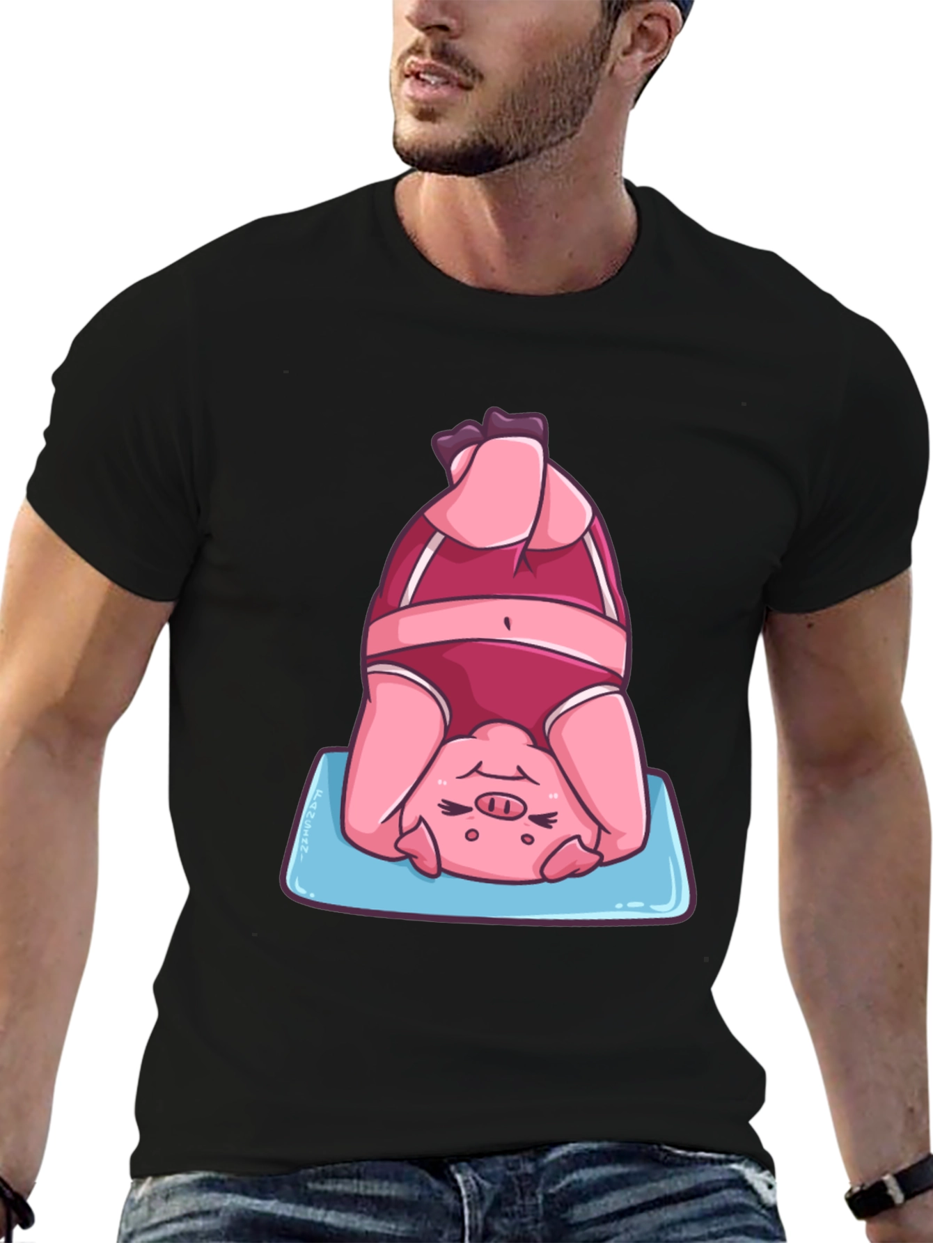 Yoga Pig T-Shirt - Funny Headstand Graphic Tee