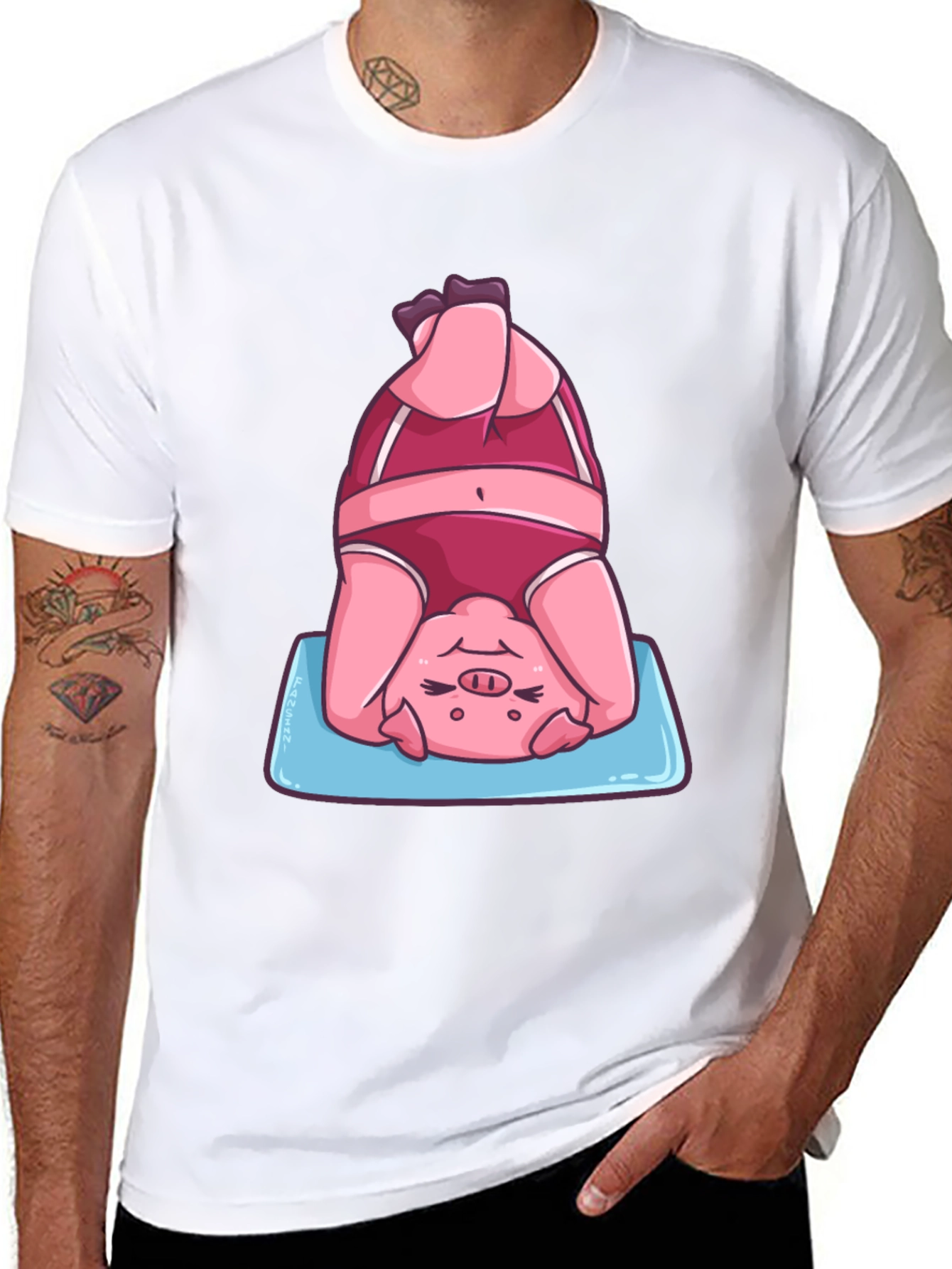Yoga Pig T-Shirt - Funny Headstand Graphic Tee