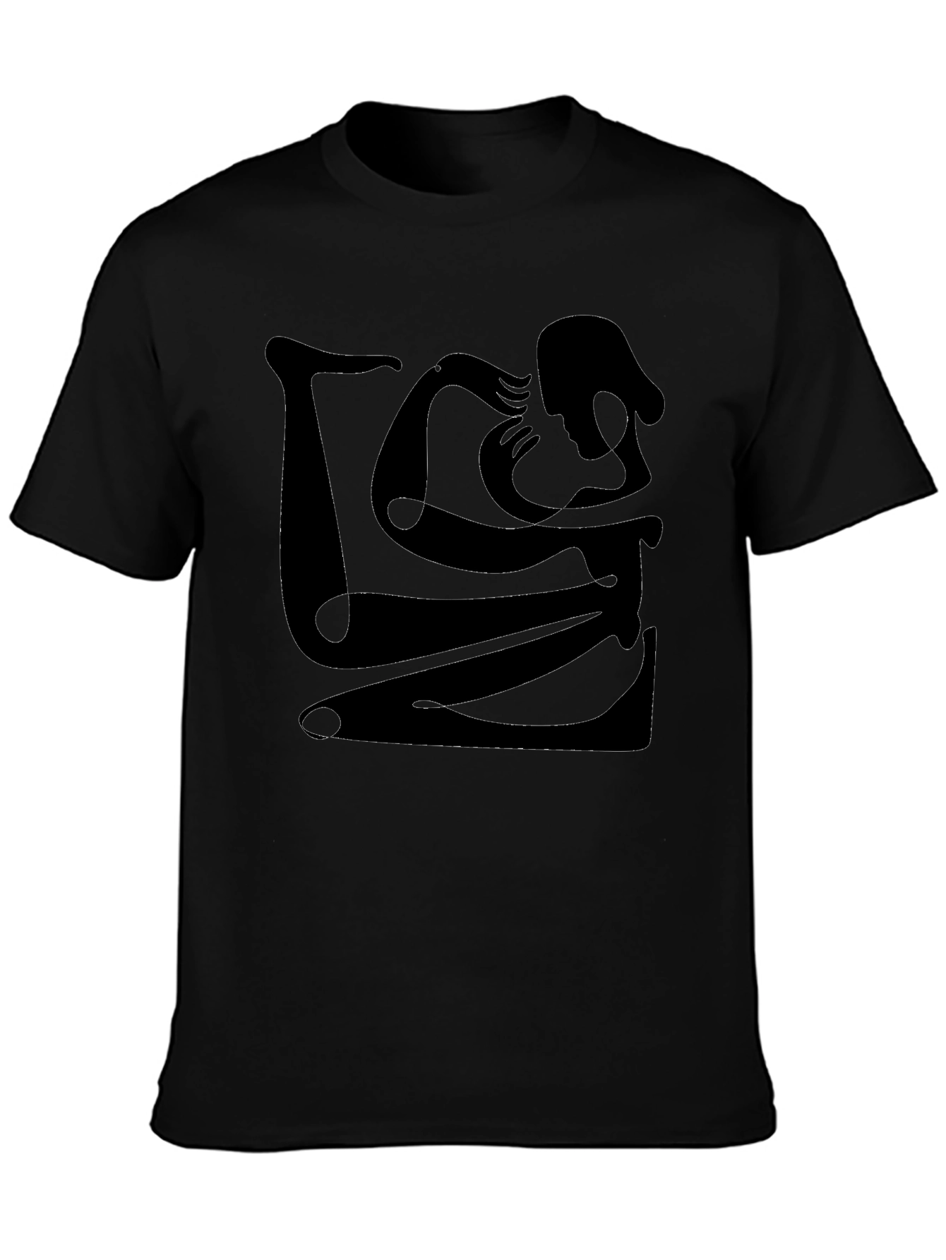 Abstract Silhouette Graphic Black T-Shirt