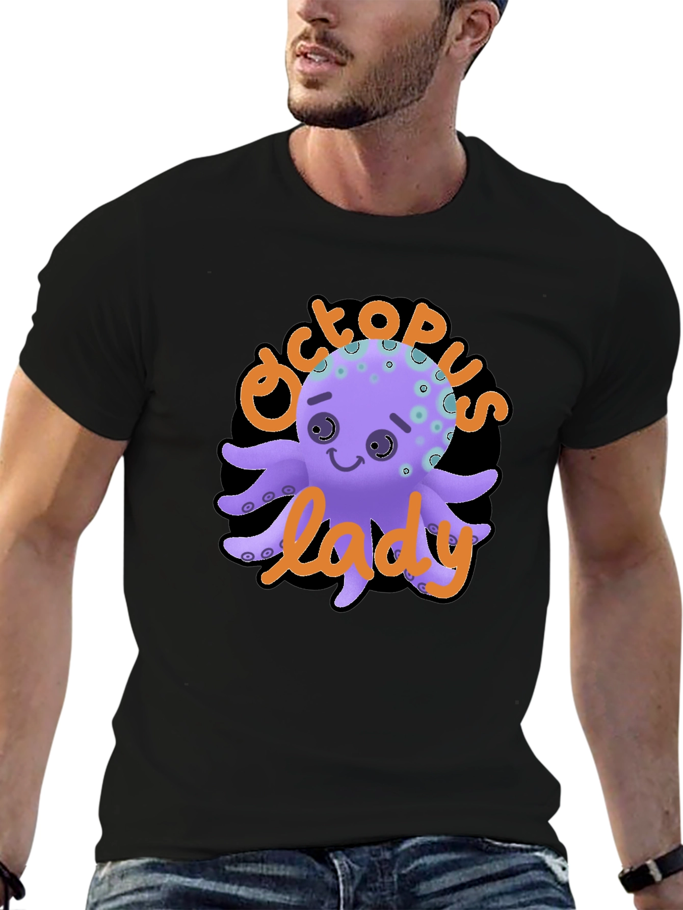Octopus Lady Graphic Tee - Unique Black T-Shirt