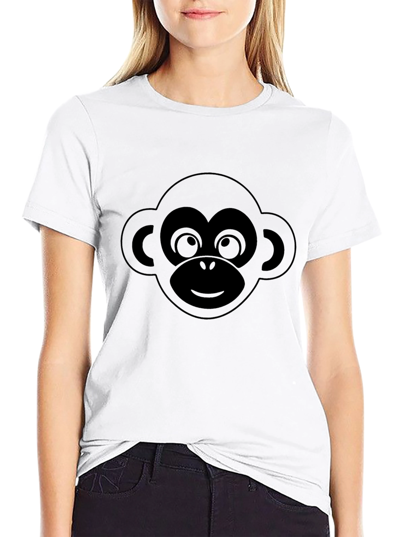 Cool Monkey Face Graphic Tee - Black
