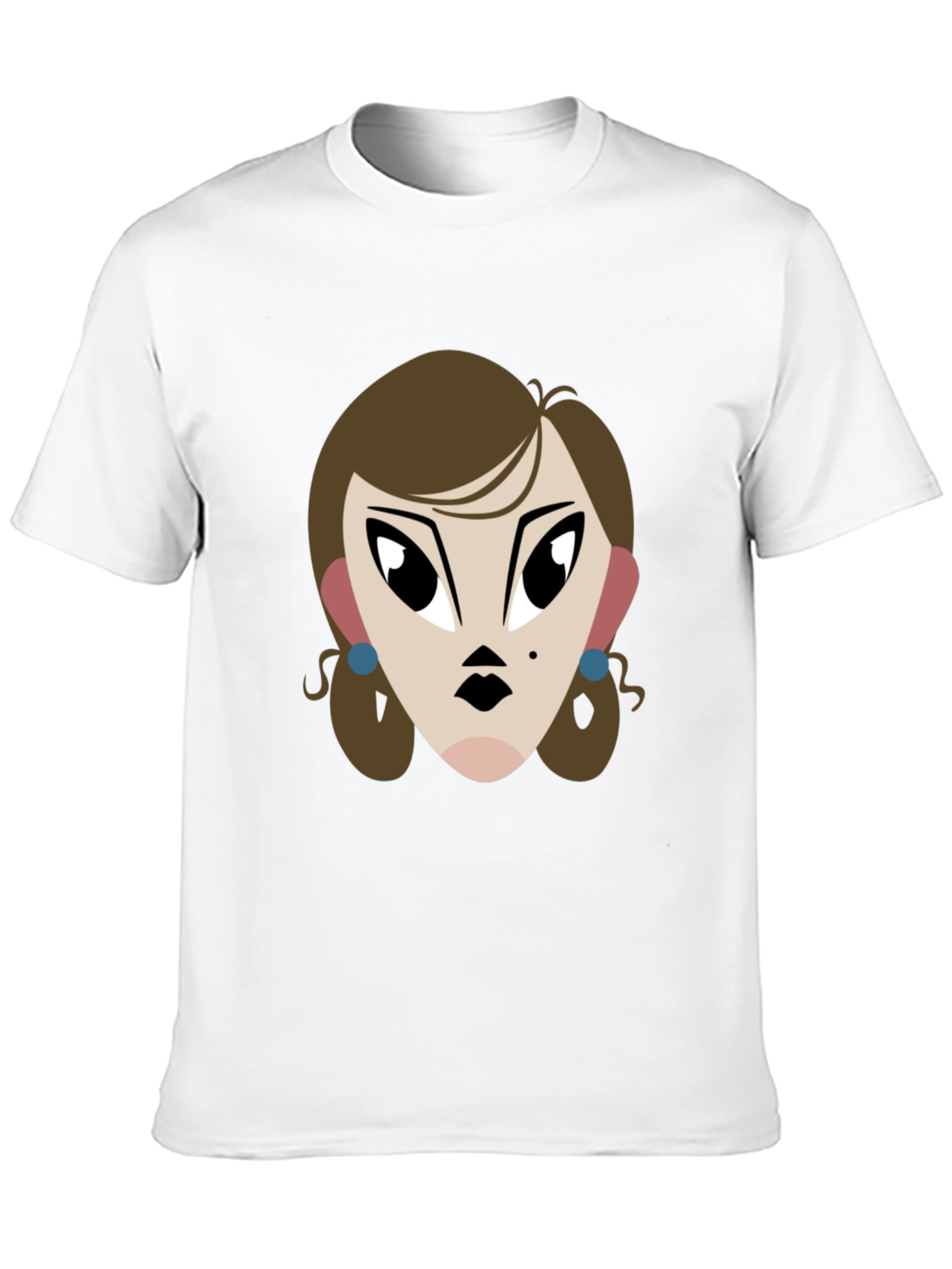 Cartoon Lady Graphic Print Tee - Unisex Black T-Shirt