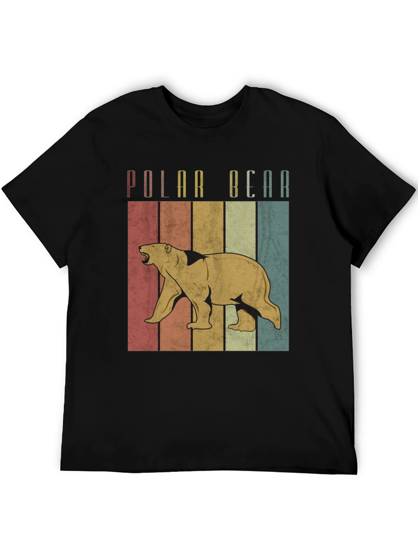 Retro Polar Bear Graphic Tee - Black