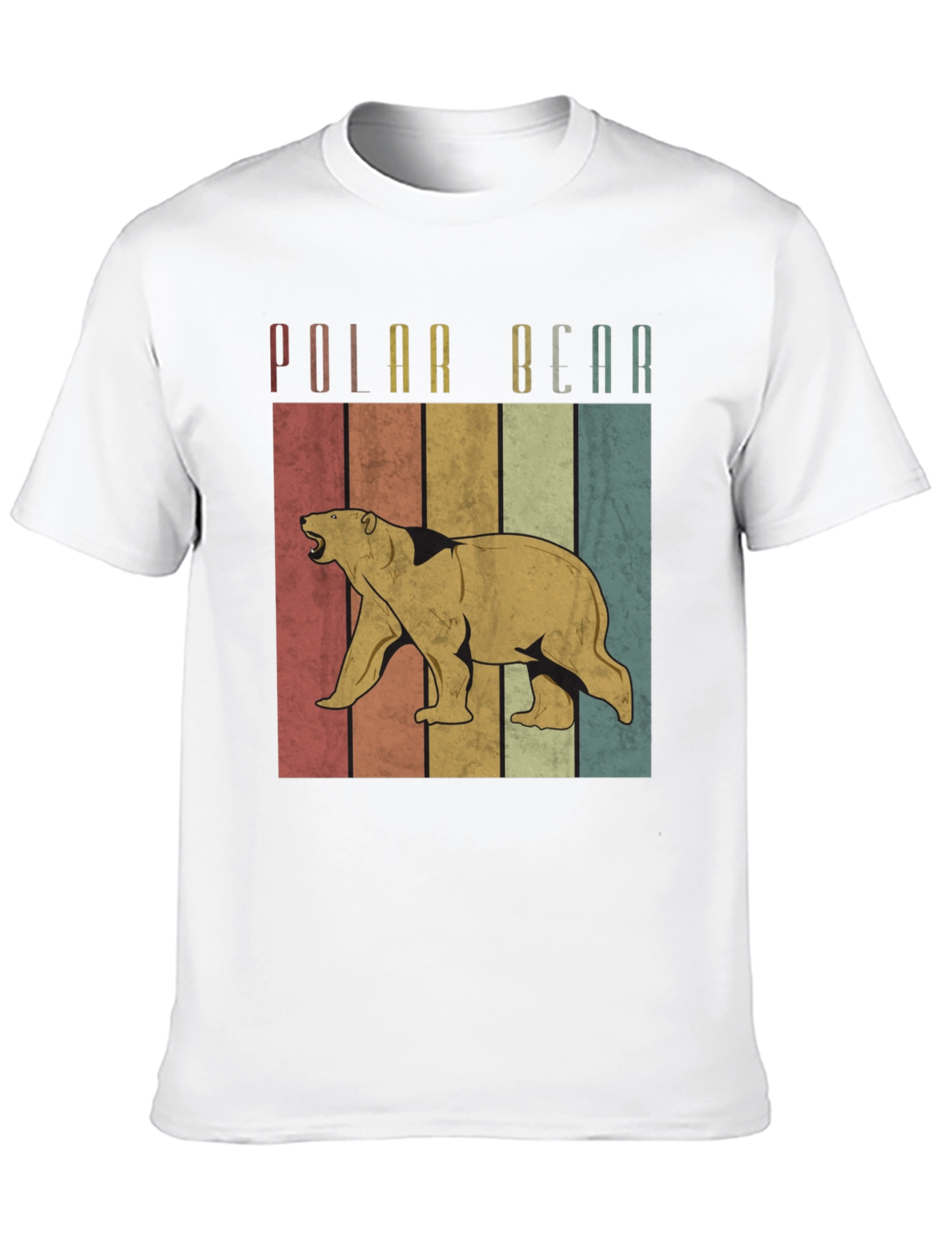 Retro Polar Bear Graphic Tee - Black