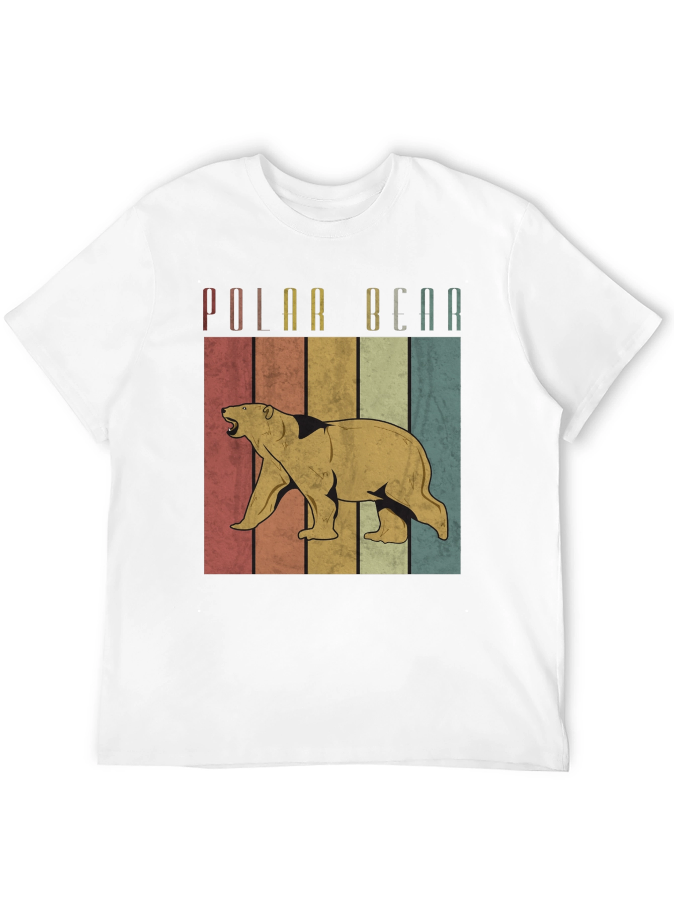 Retro Polar Bear Graphic Tee - Black
